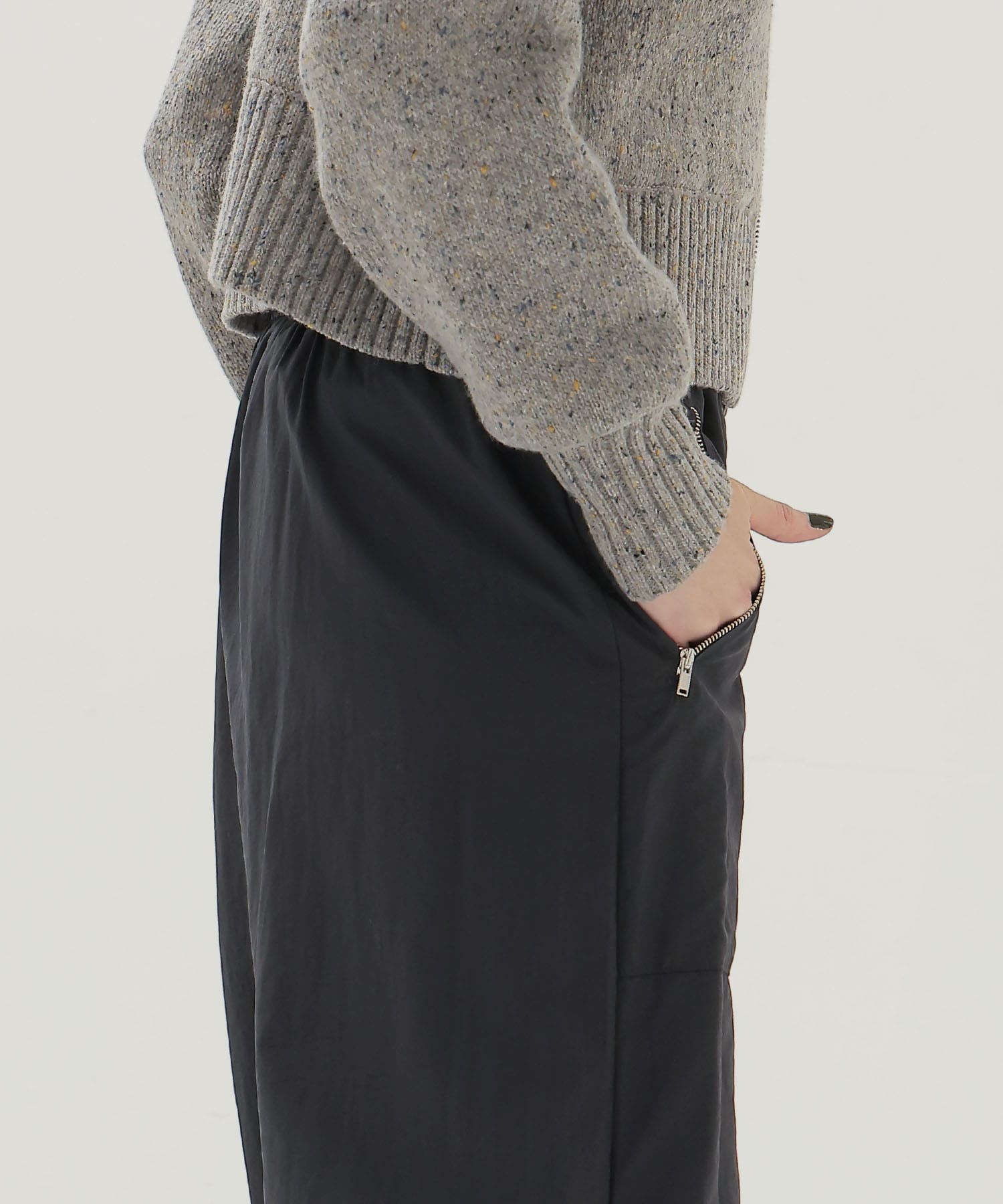 ＜Sugar Rose＞tuck design zip pants