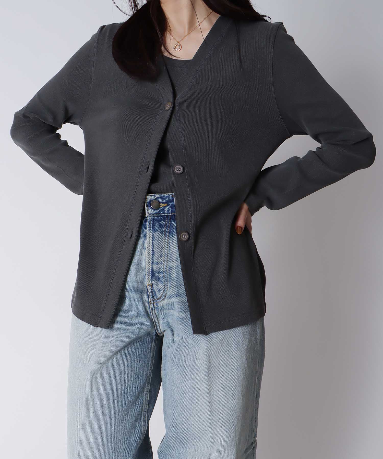 ＜Sugar Rose＞pigment slit cardigan