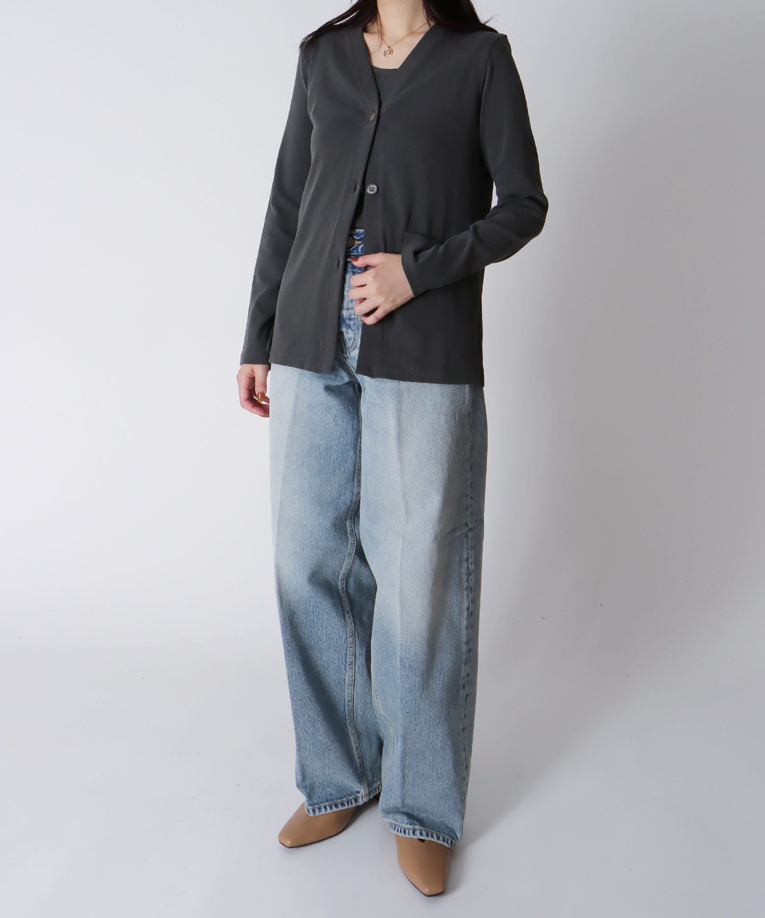 ＜Sugar Rose＞pigment slit cardigan