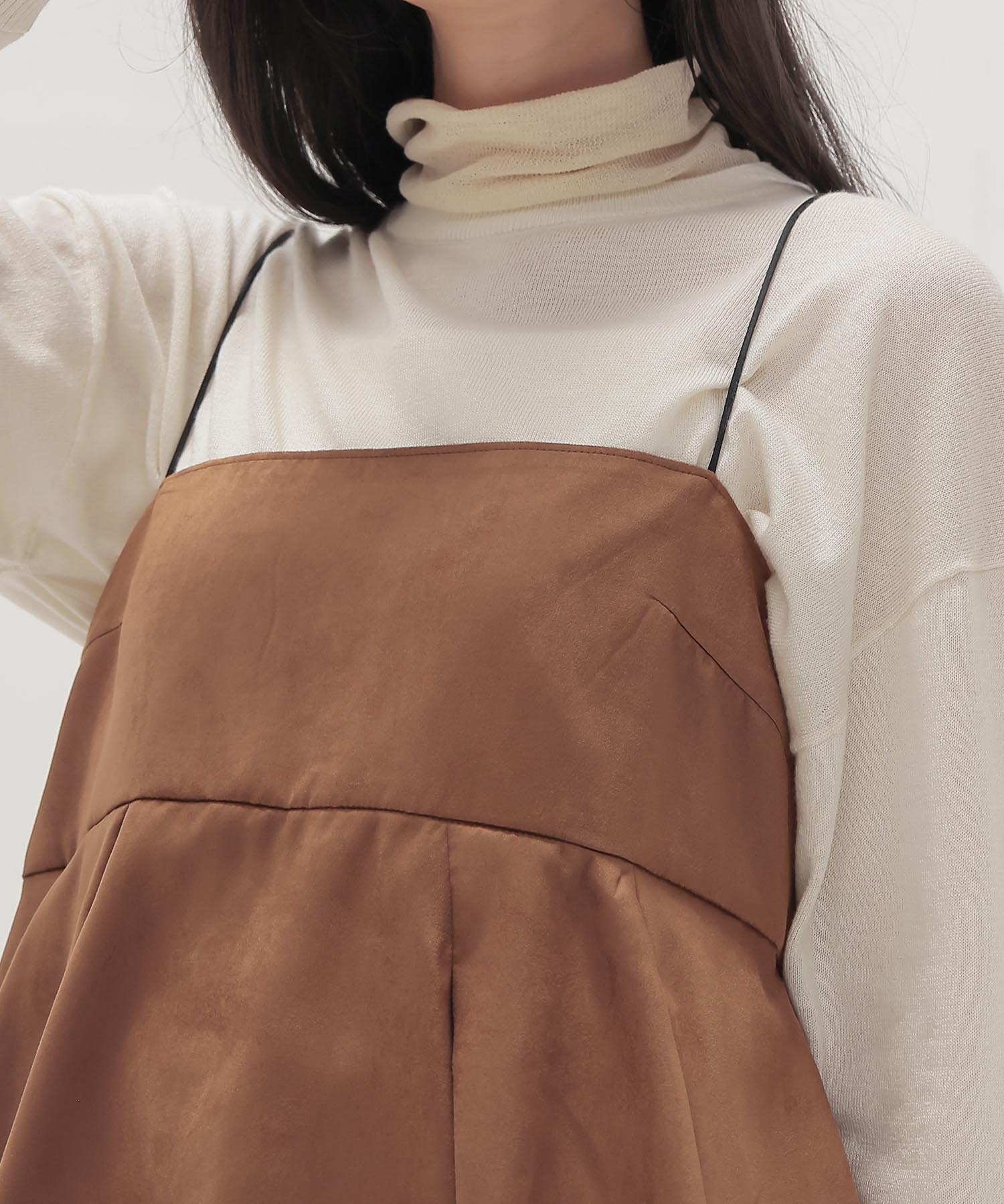 ＜B7＞suede peplum cami blouse