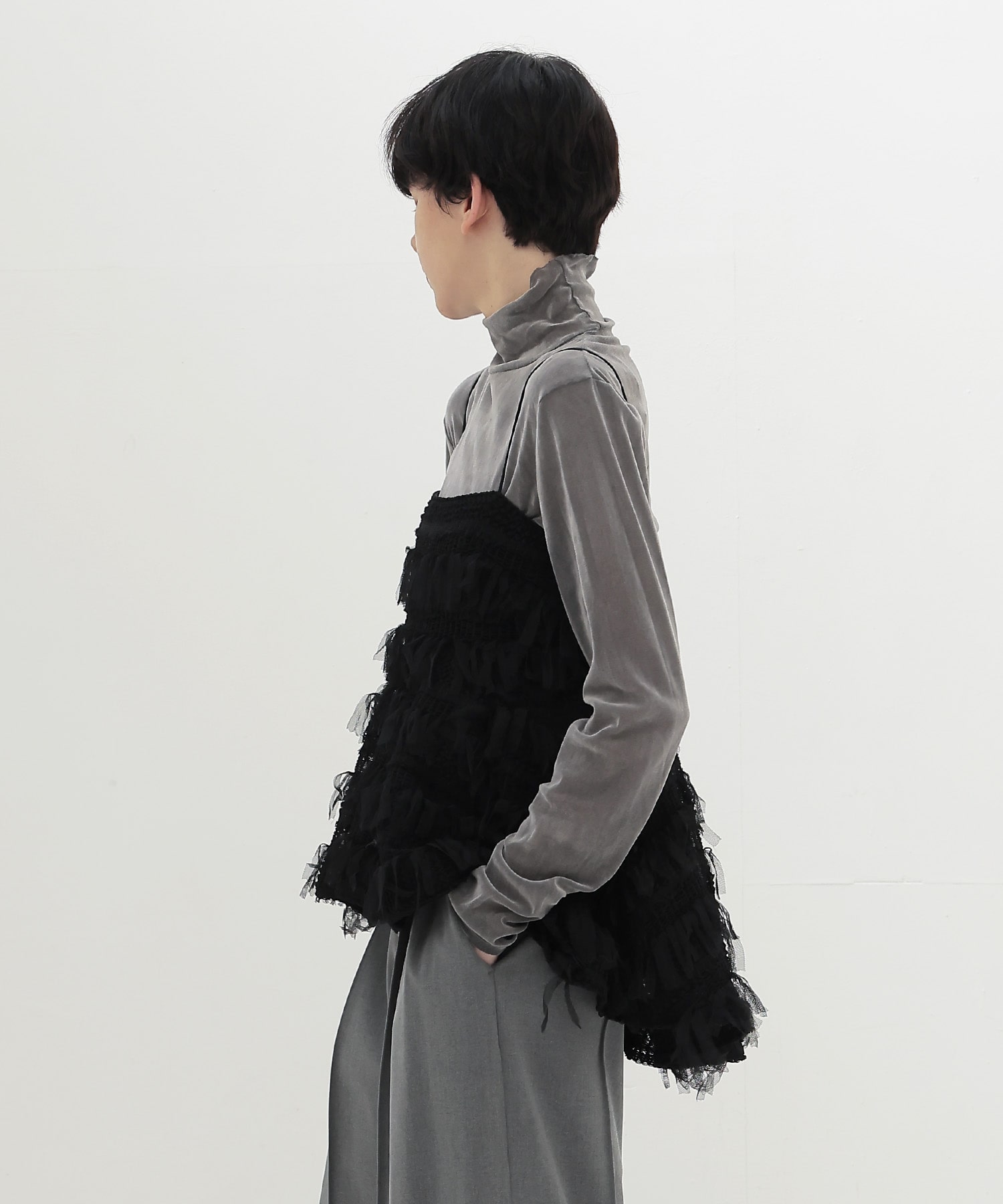 ＜B7＞fringe tulle cami