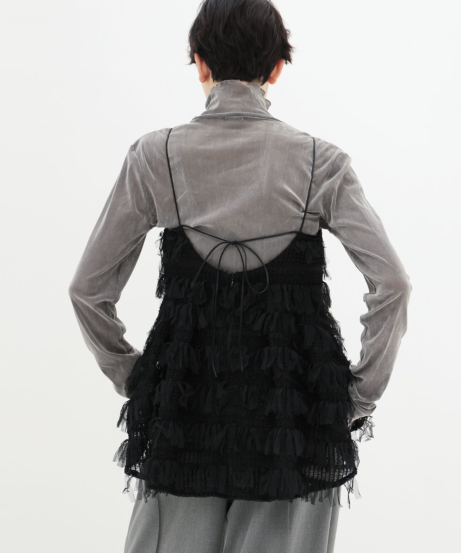 ＜B7＞fringe tulle cami