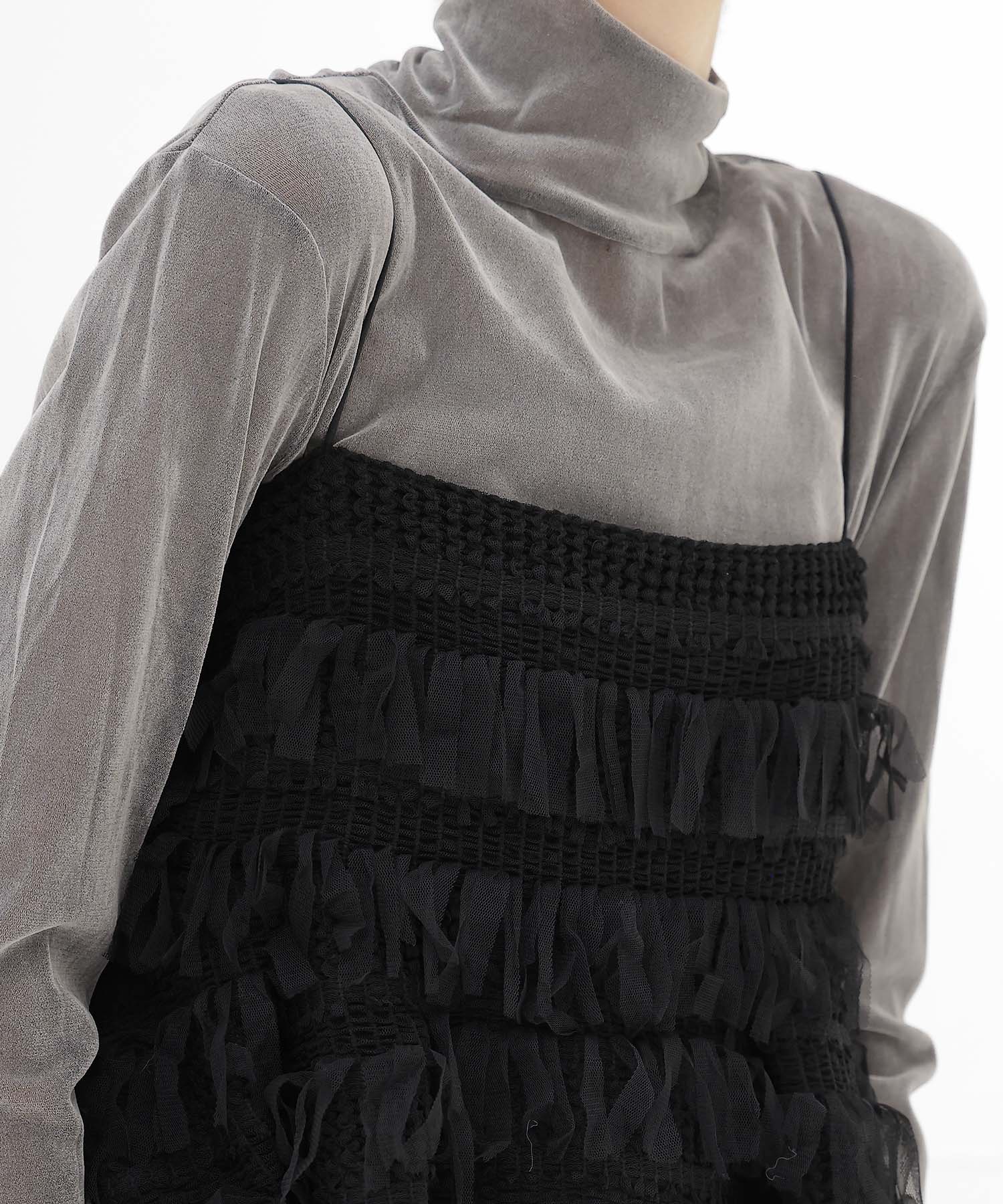 ＜B7＞fringe tulle cami
