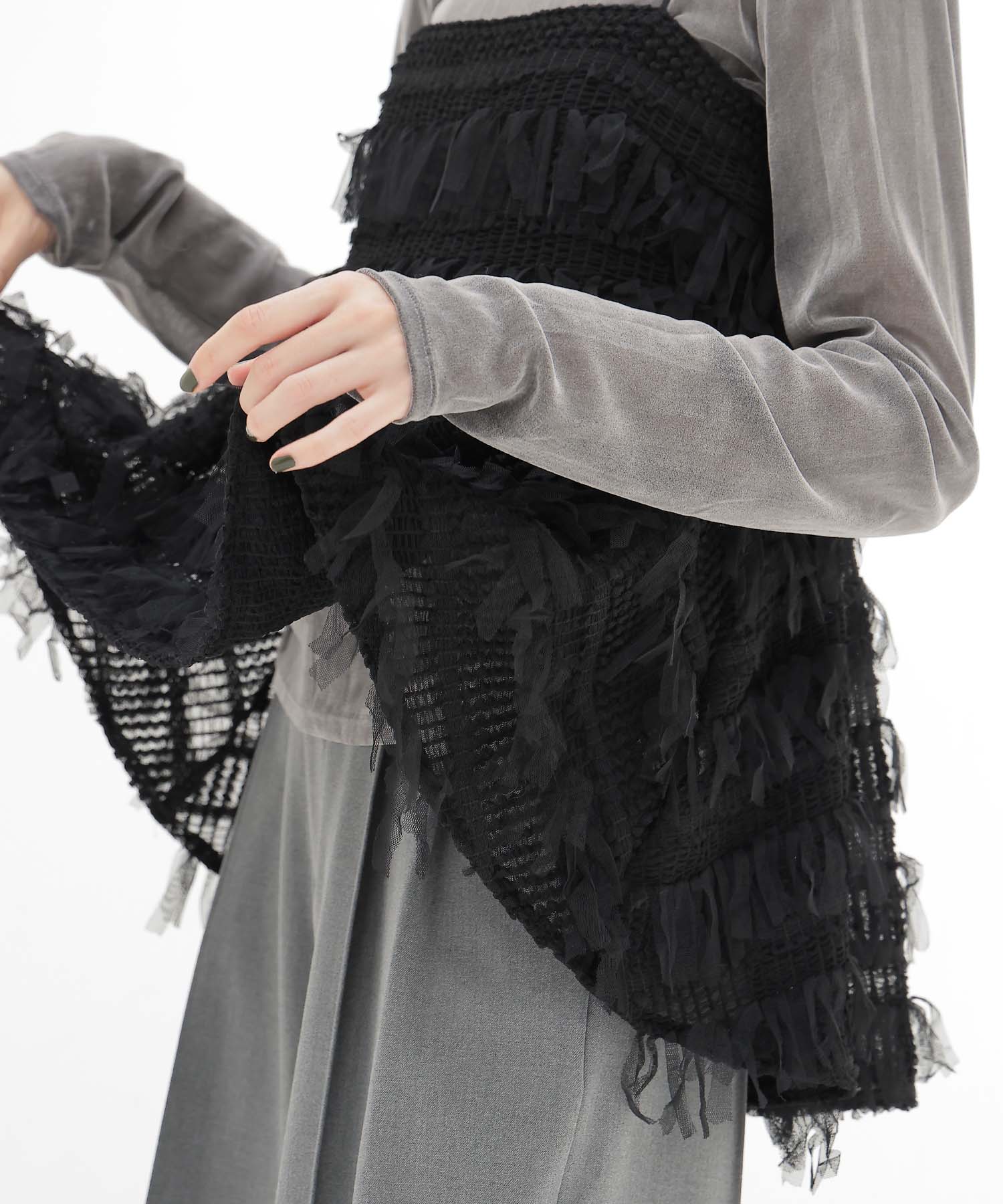＜B7＞fringe tulle cami