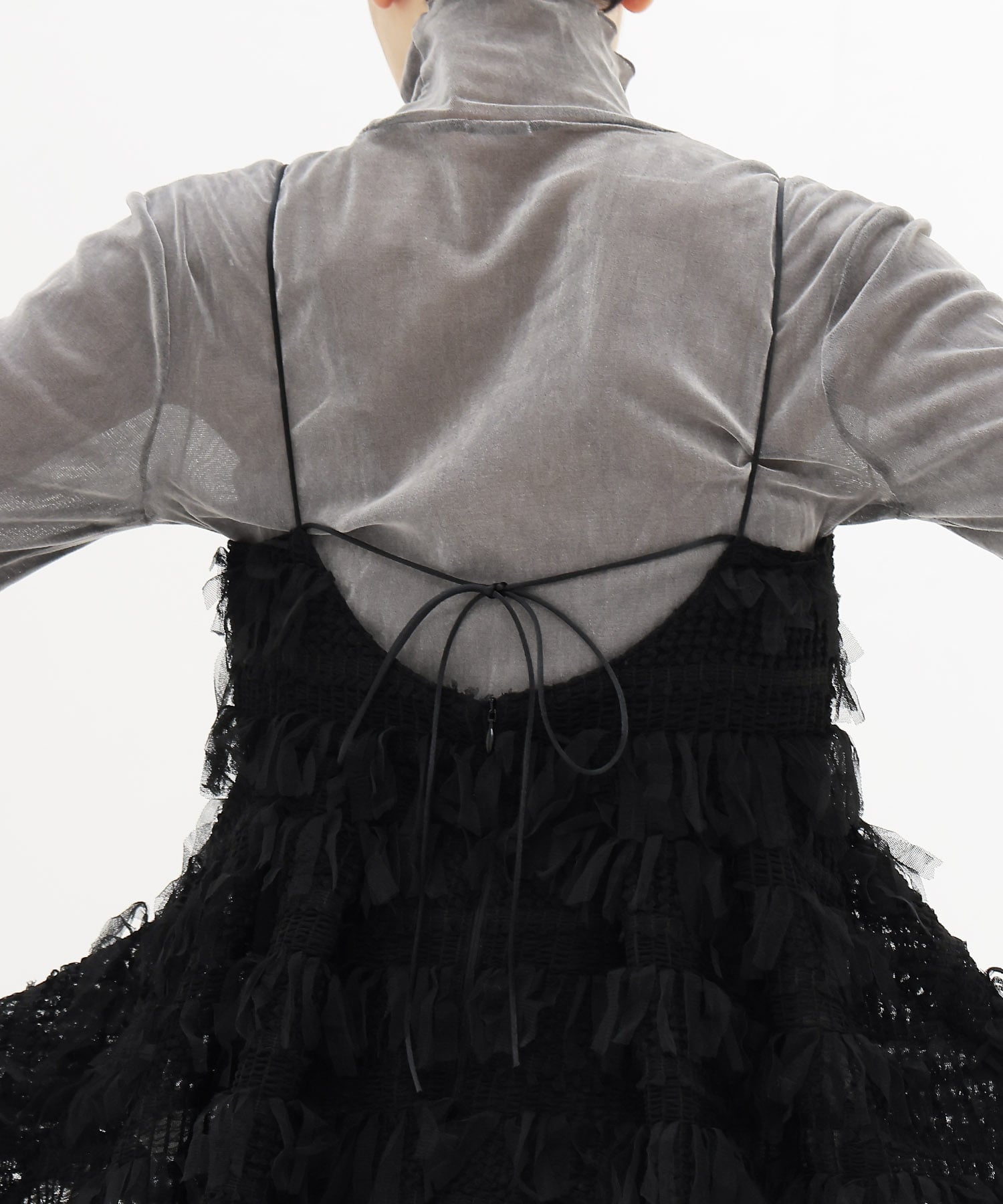＜B7＞fringe tulle cami