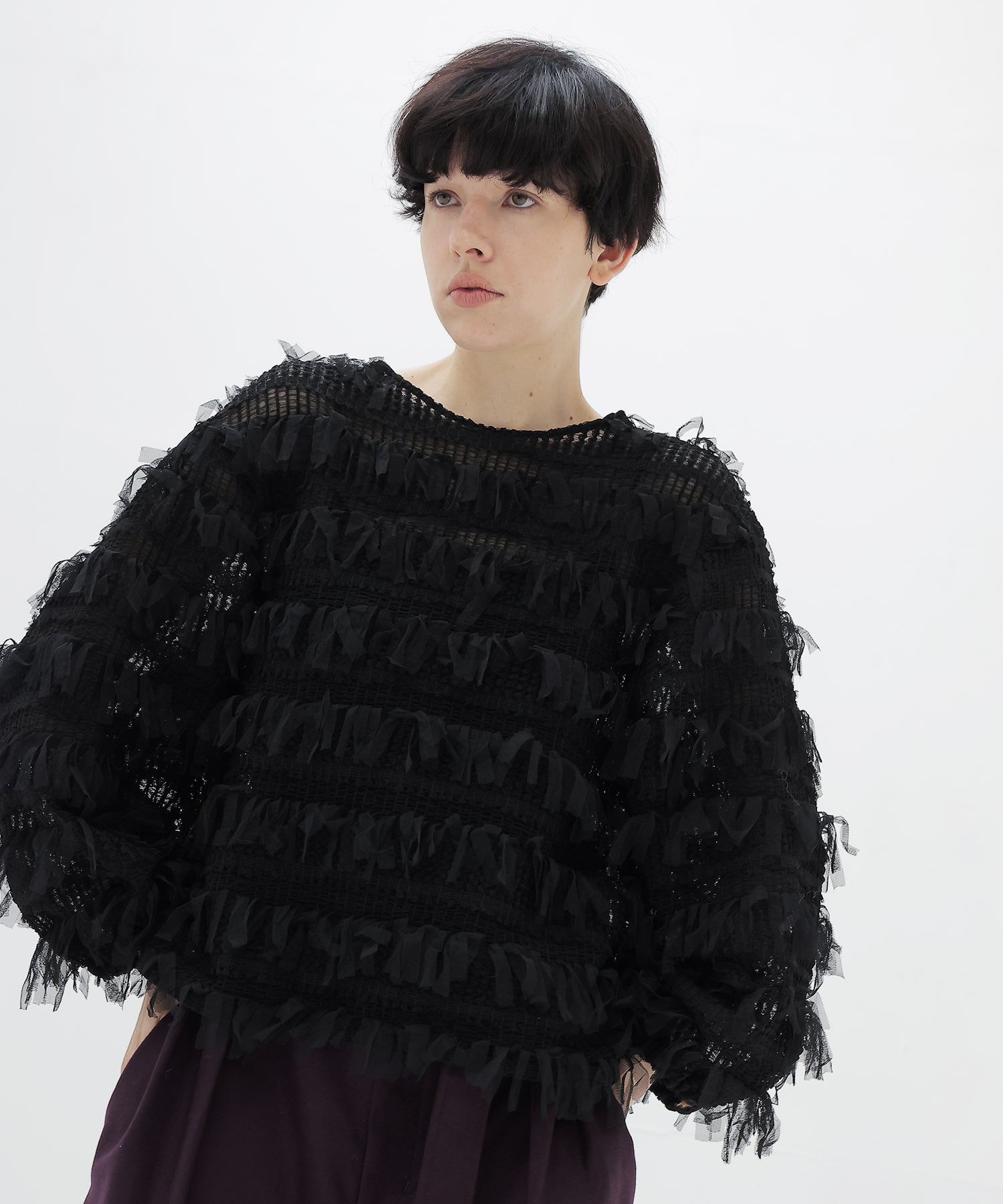＜B7＞fringe tulle pull