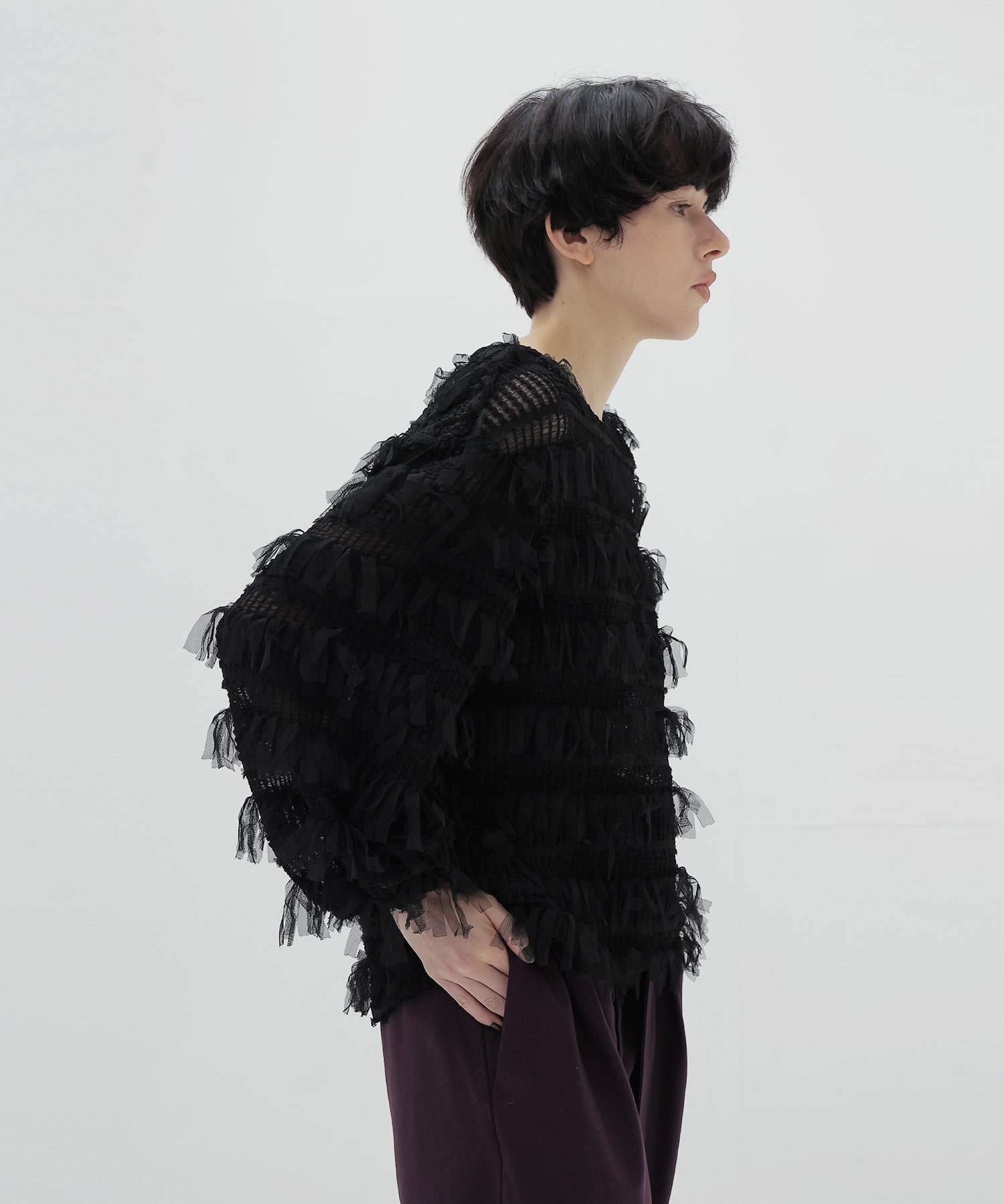 ＜B7＞fringe tulle pull