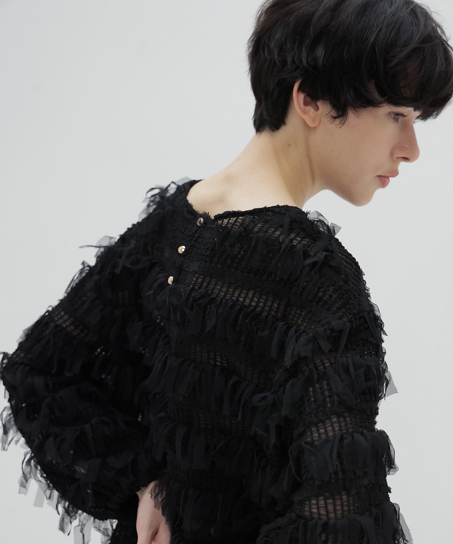 ＜B7＞fringe tulle pull