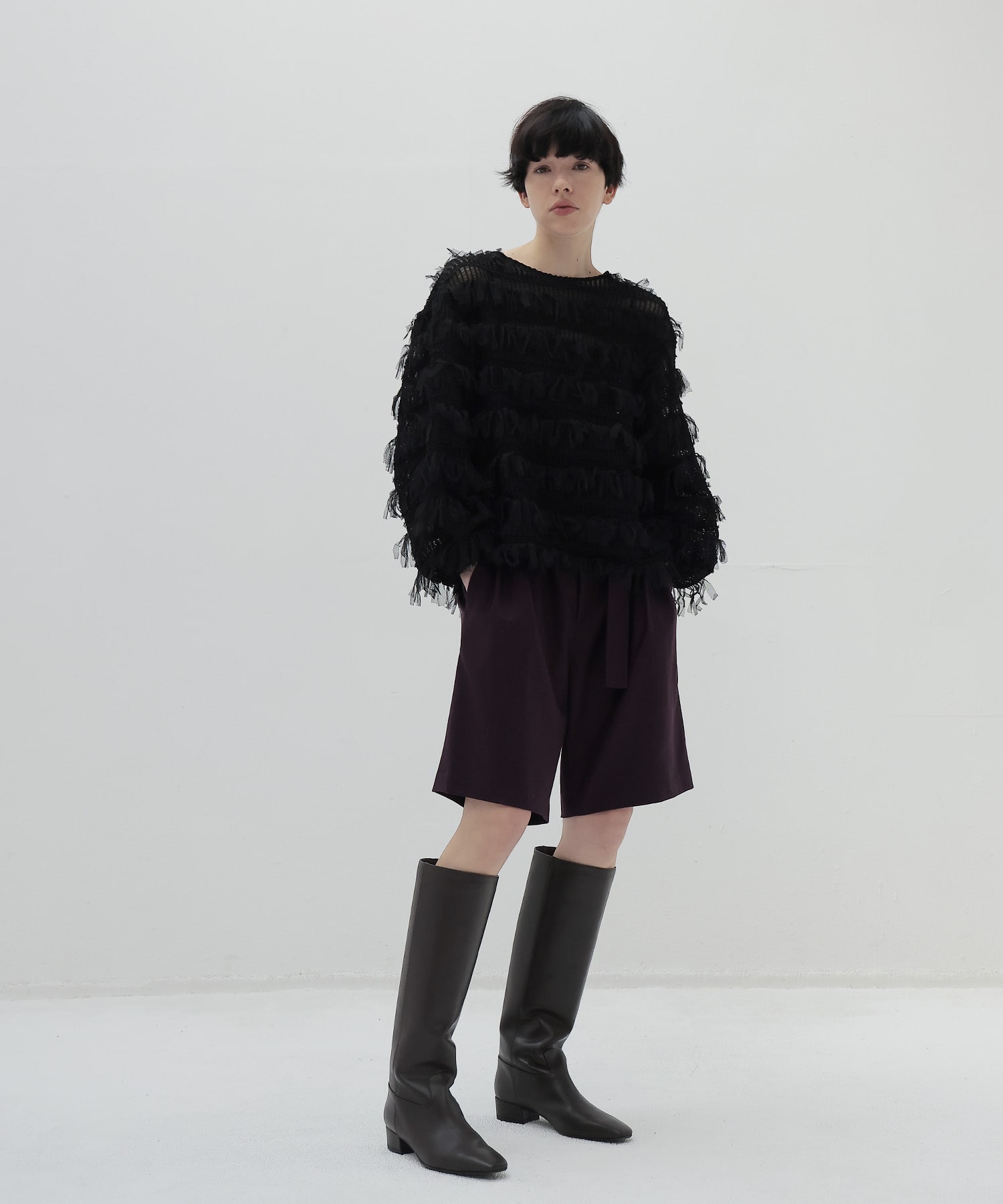 ＜B7＞fringe tulle pull