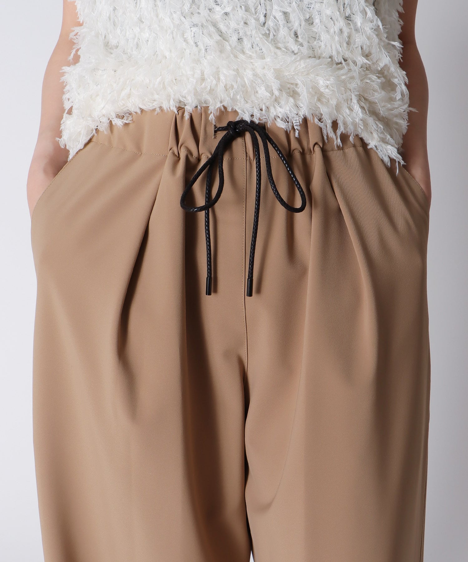 ＜B7＞stefany twill wide pants