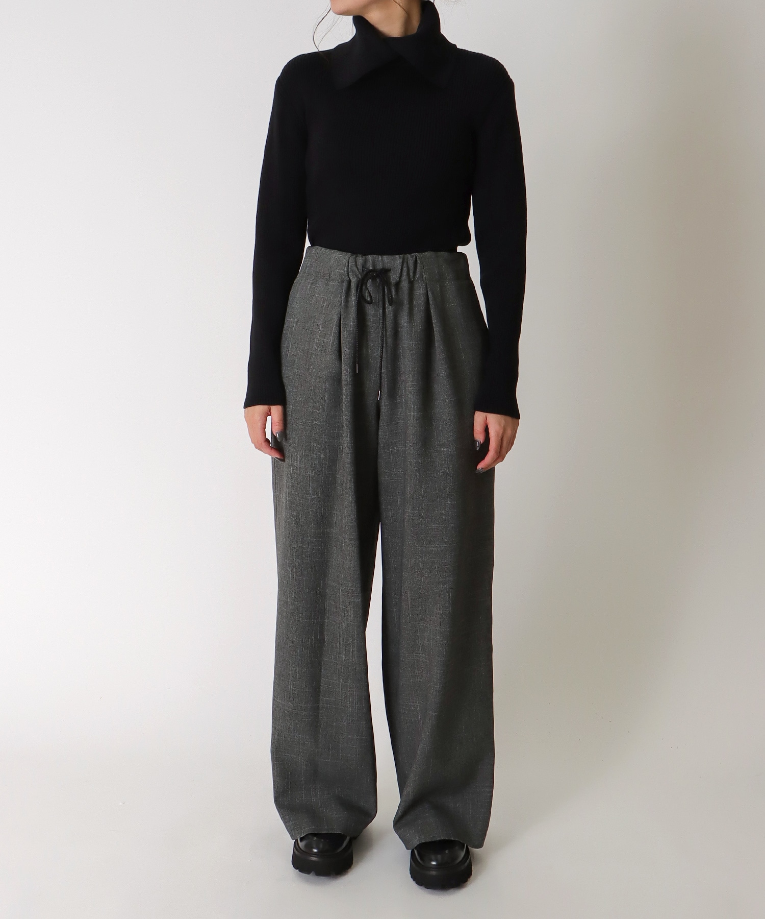 ＜B7＞wool lke tweed wide pants