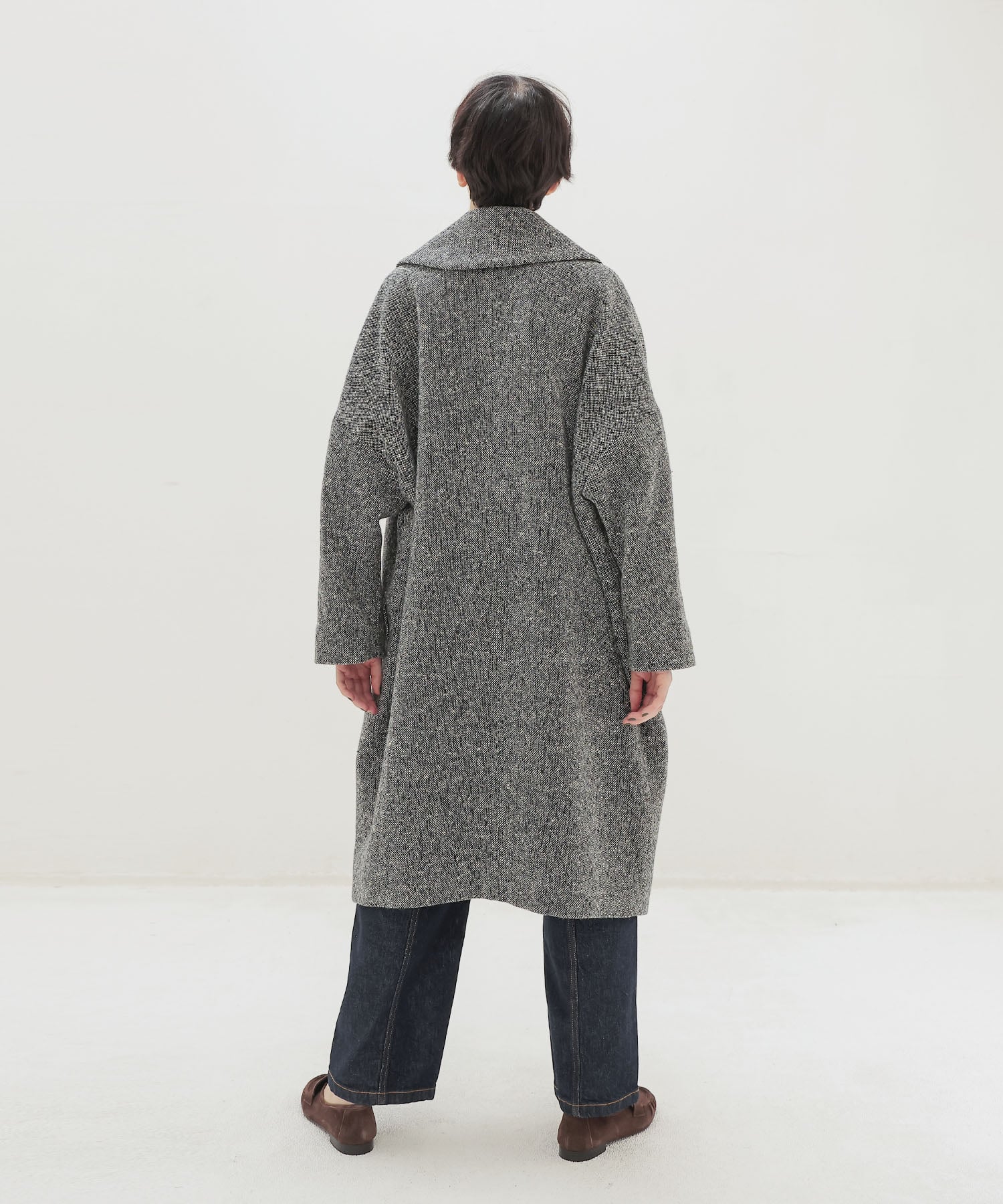 ＜B7＞tweed cocoon coat