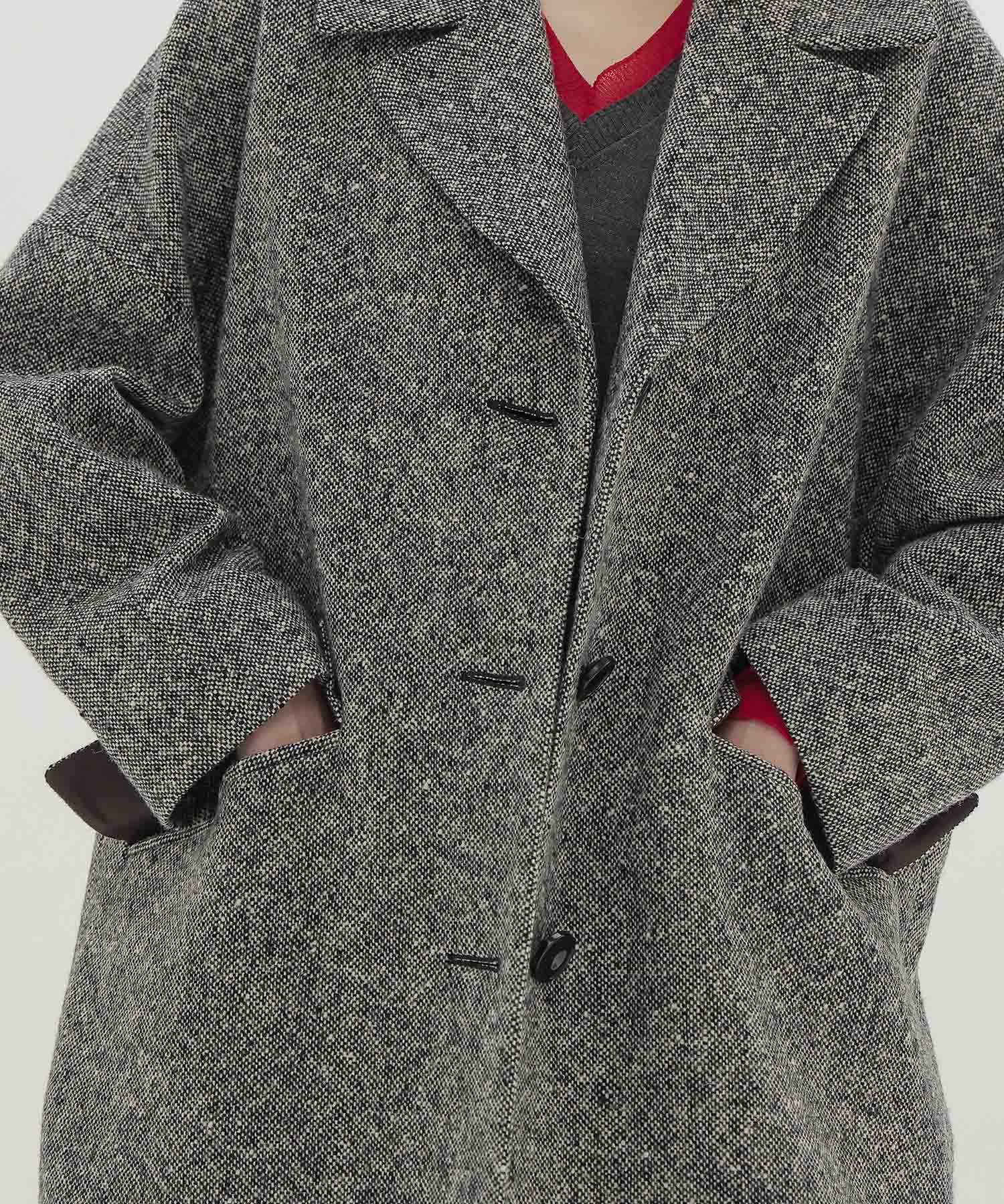 ＜B7＞tweed cocoon coat