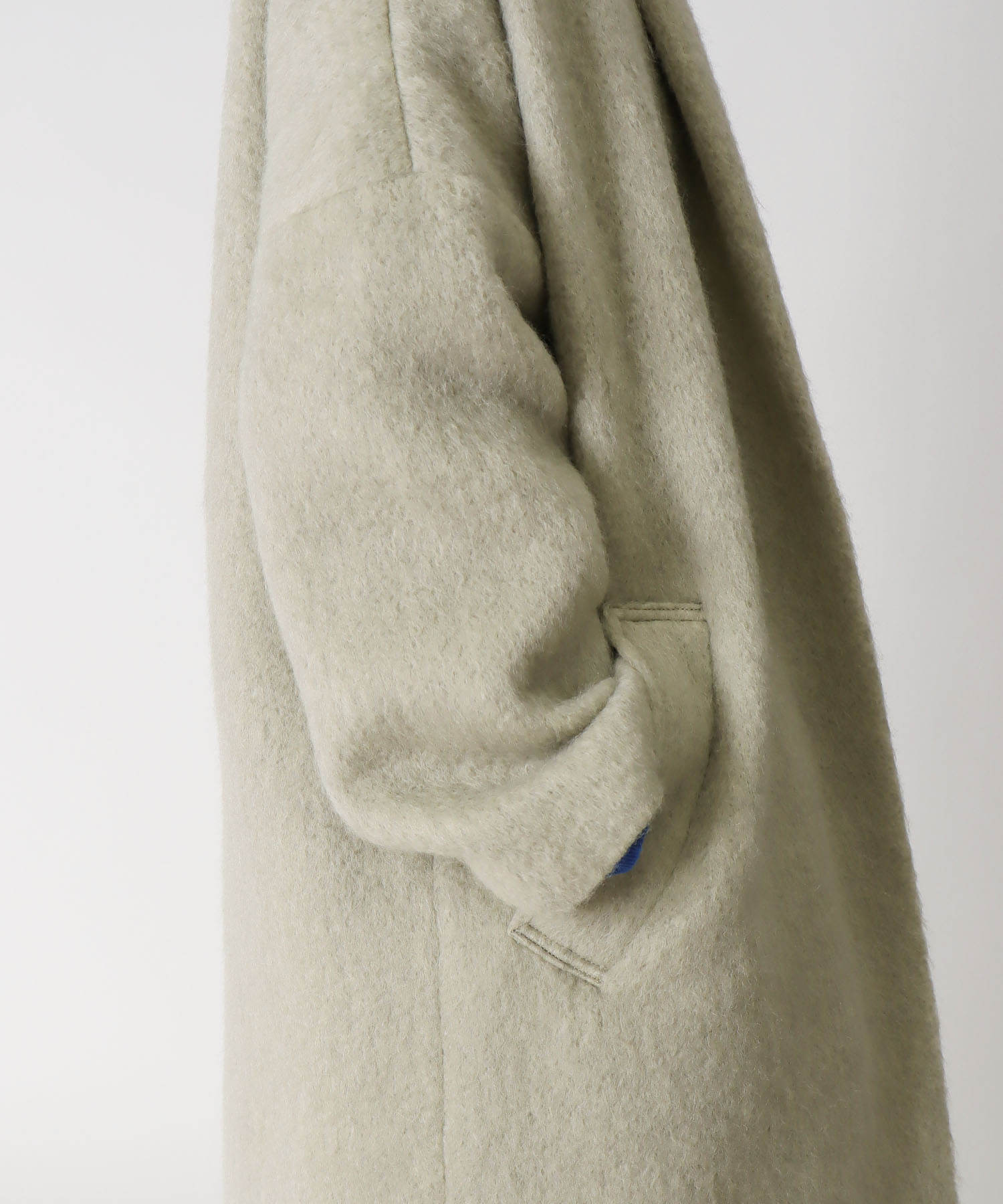 ＜B7＞mohair shaggy shawl collar coat