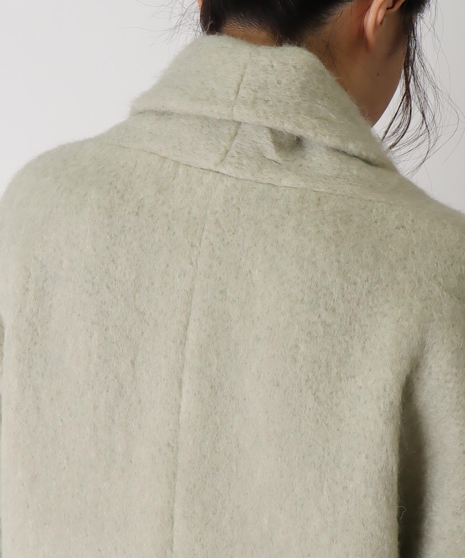 ＜B7＞mohair shaggy shawl collar coat