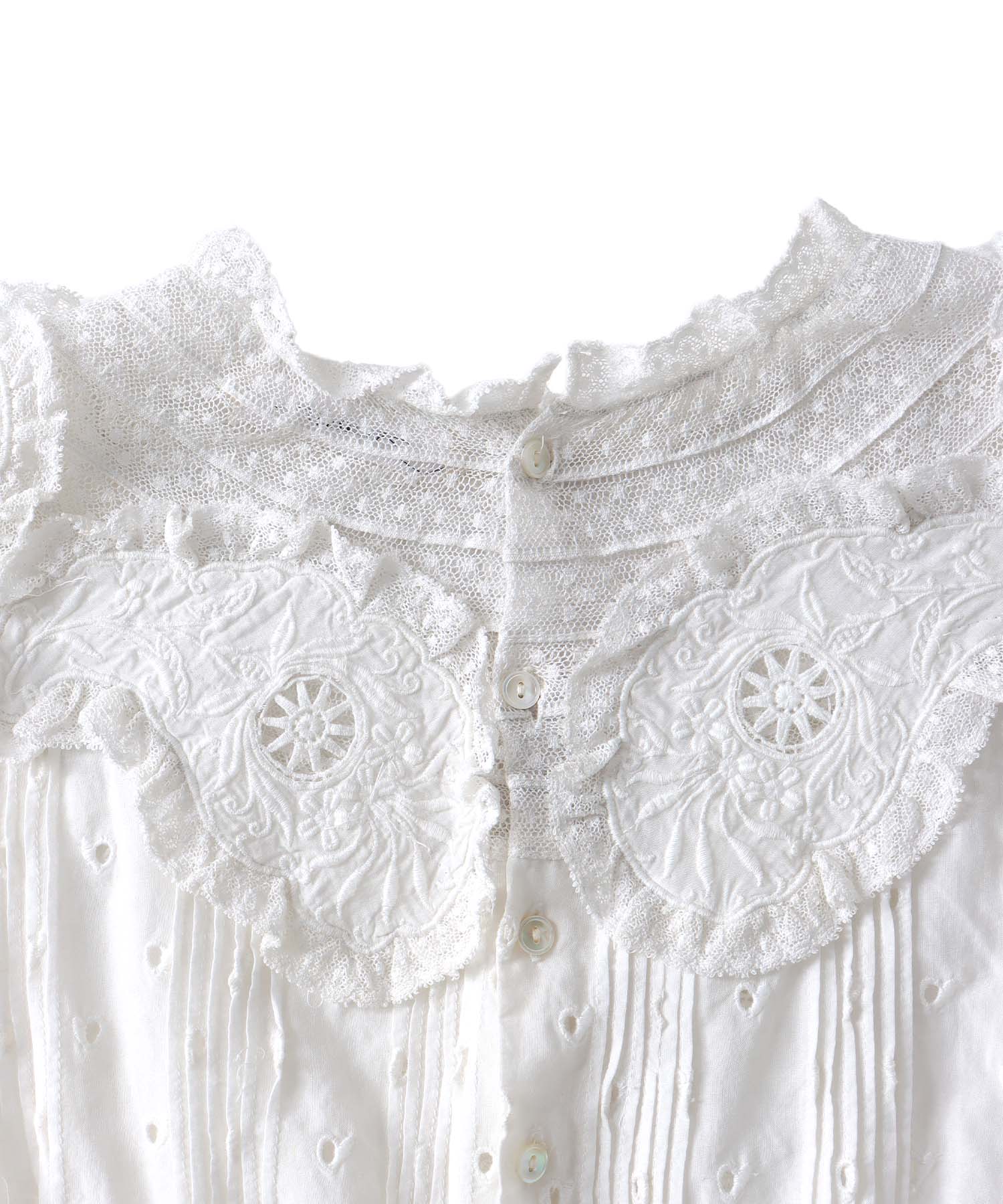 ＜VENIT＞COTTON RAYON VINTAGE LACE BLOUSE
