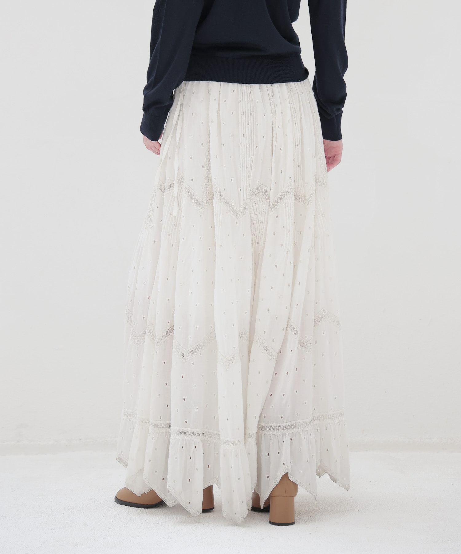 ＜VENIT＞COTTON RAYON VINTAGE LACE SKIRT