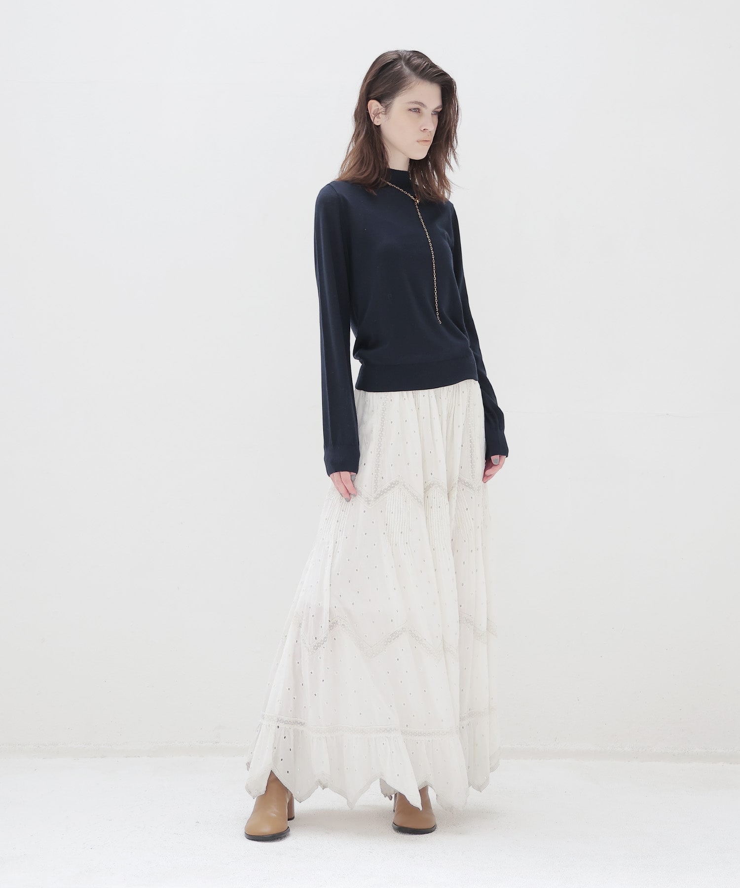 ＜VENIT＞COTTON RAYON VINTAGE LACE SKIRT