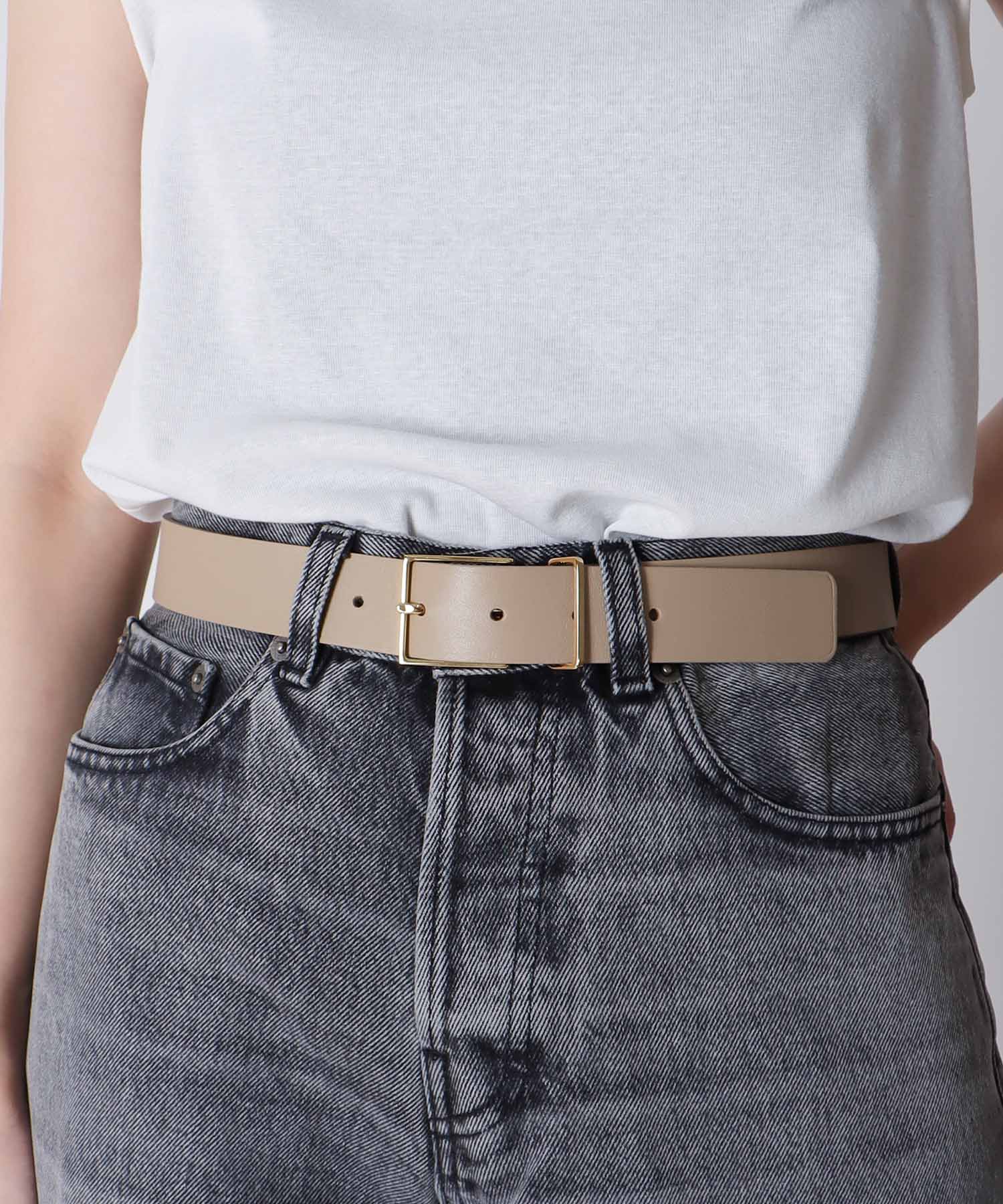 ＜MAISON BOINET＞gold square belt