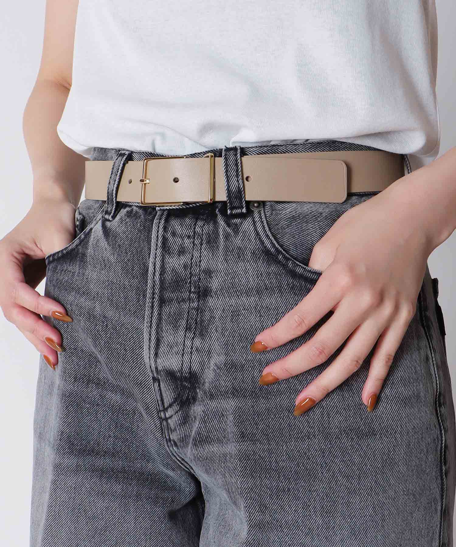 ＜MAISON BOINET＞gold square belt