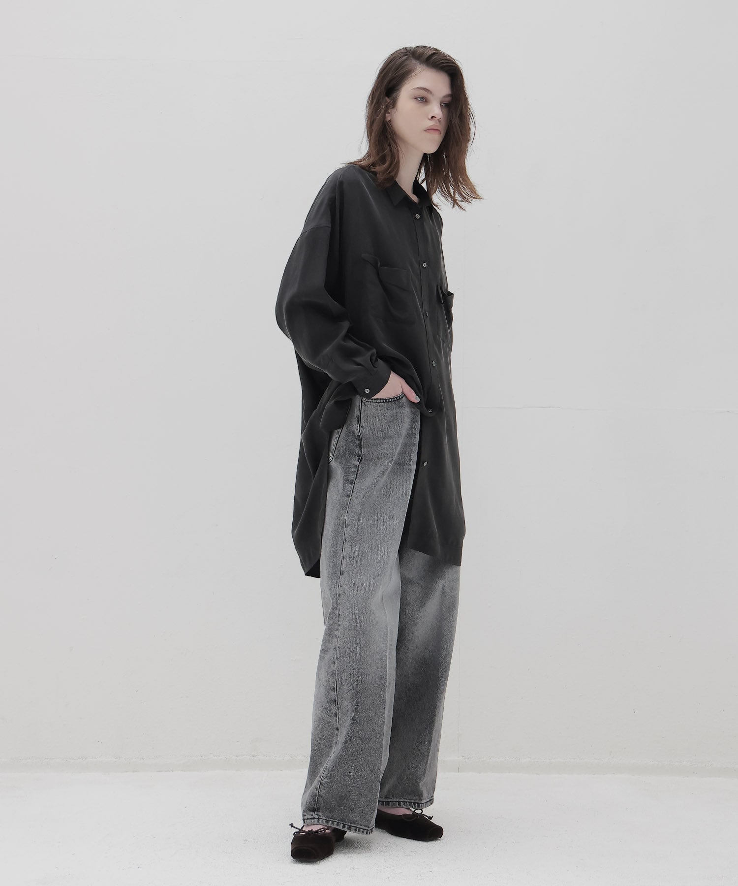 ＜HAIKURE＞BETHANY FLANEL GREY ASIAN FIT