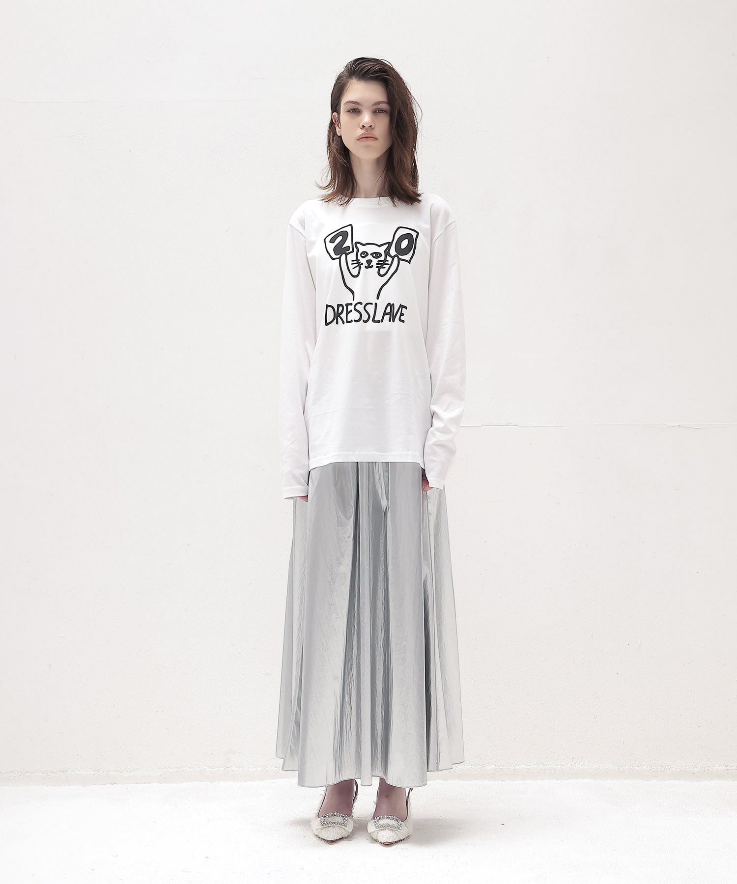 ＜BLACK SCORE × DRESSLAVE＞20th round cat long tee