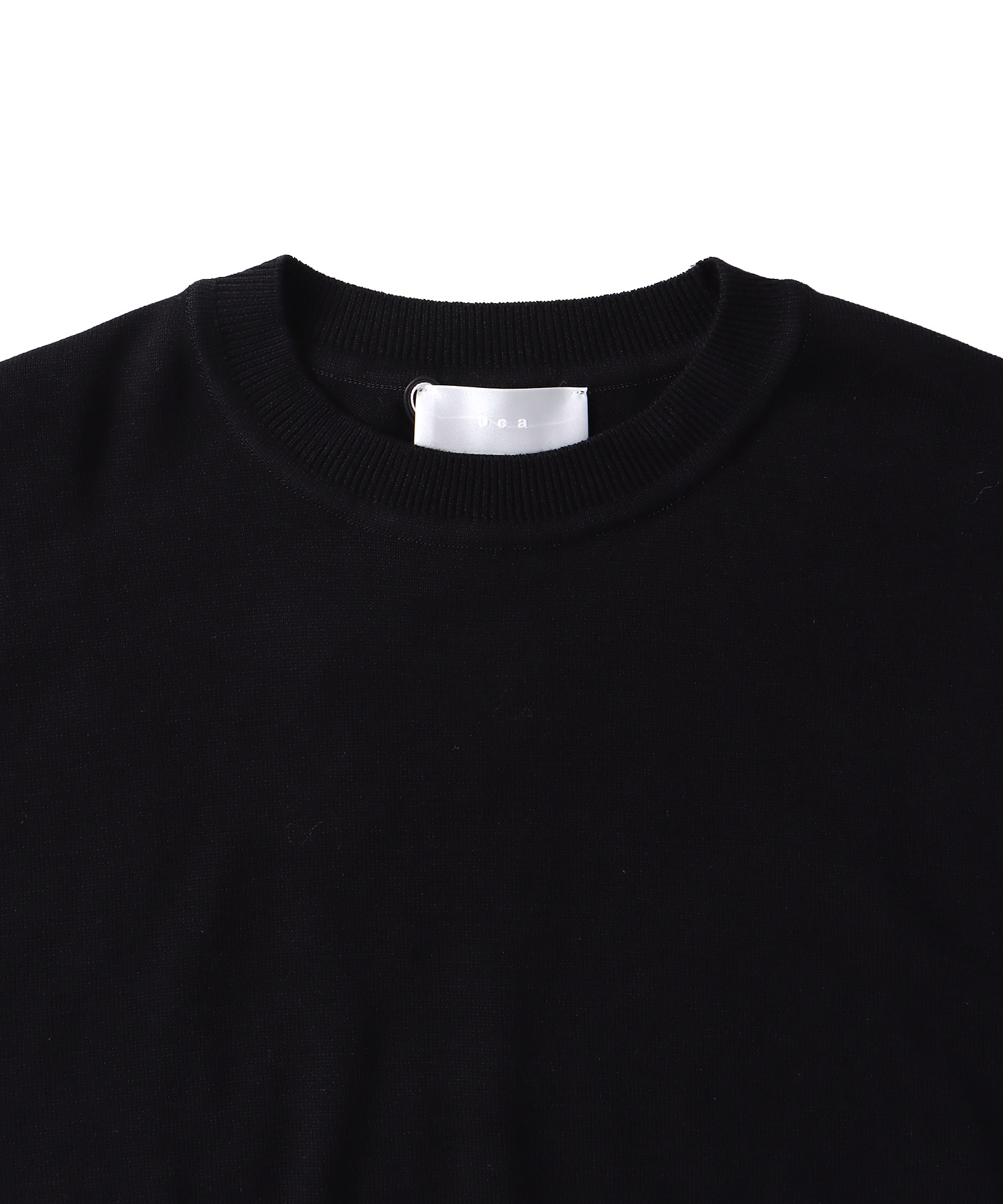 ＜uca＞back intarsist slit plain stitch crew pullover