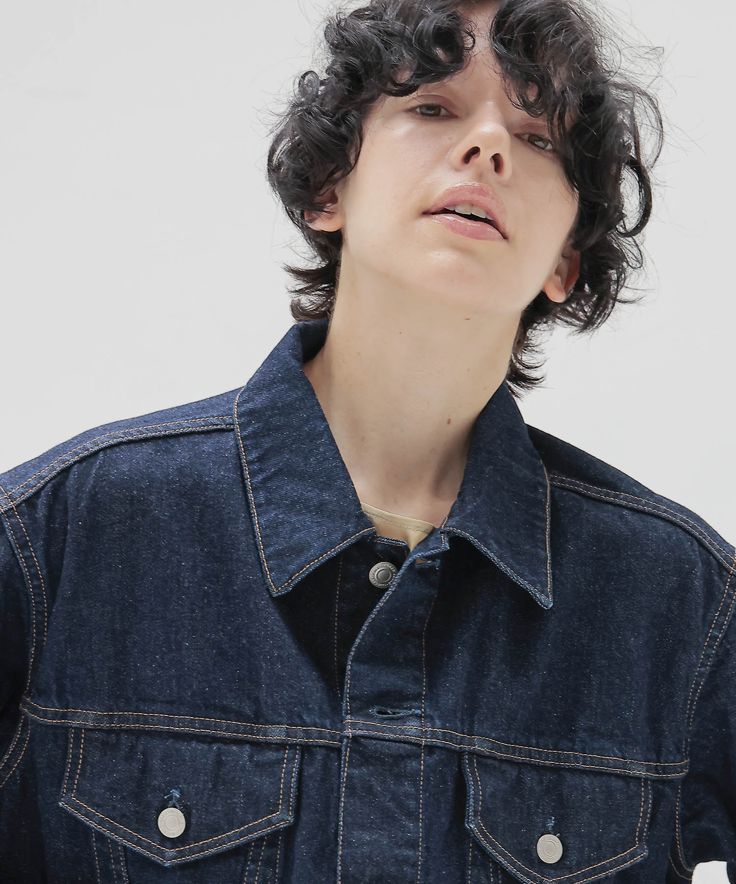 ＜STUMBLY＞Fur Trim Combination Denim JK