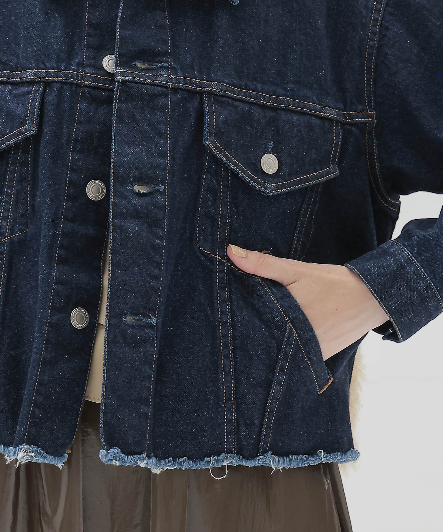 ＜STUMBLY＞Fur Trim Combination Denim JK