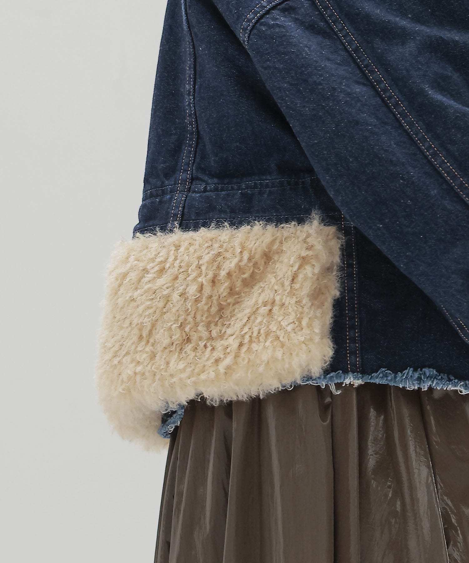 ＜STUMBLY＞Fur Trim Combination Denim JK