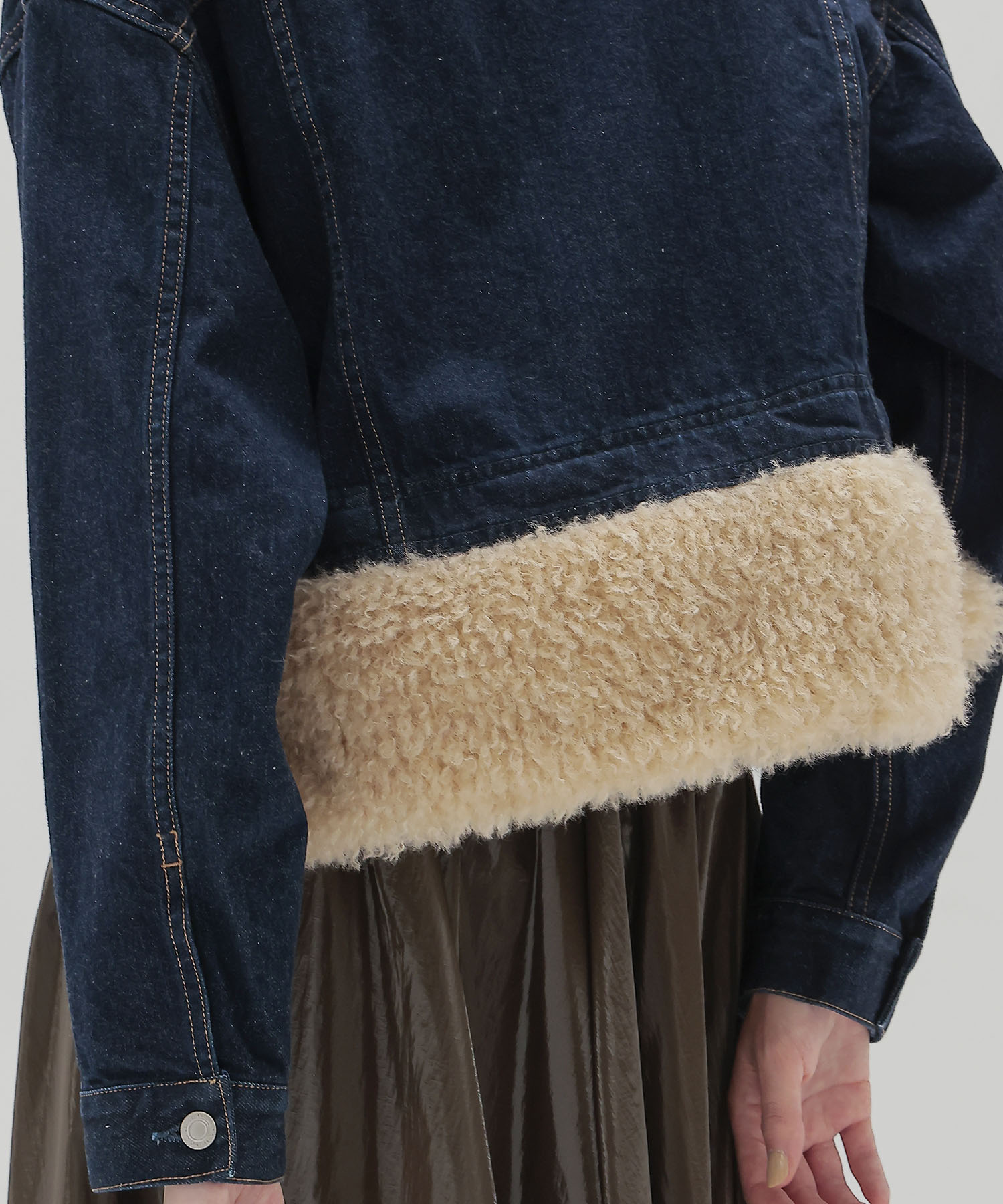 ＜STUMBLY＞Fur Trim Combination Denim JK