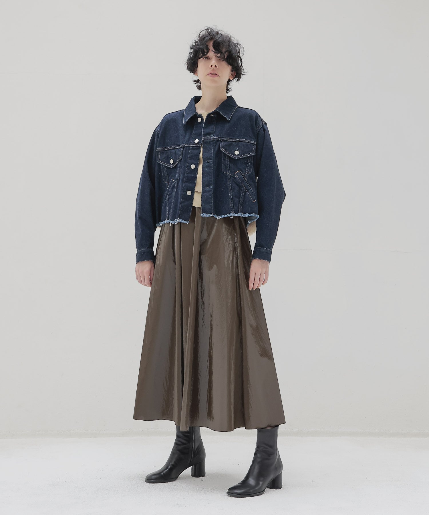 ＜STUMBLY＞Fur Trim Combination Denim JK