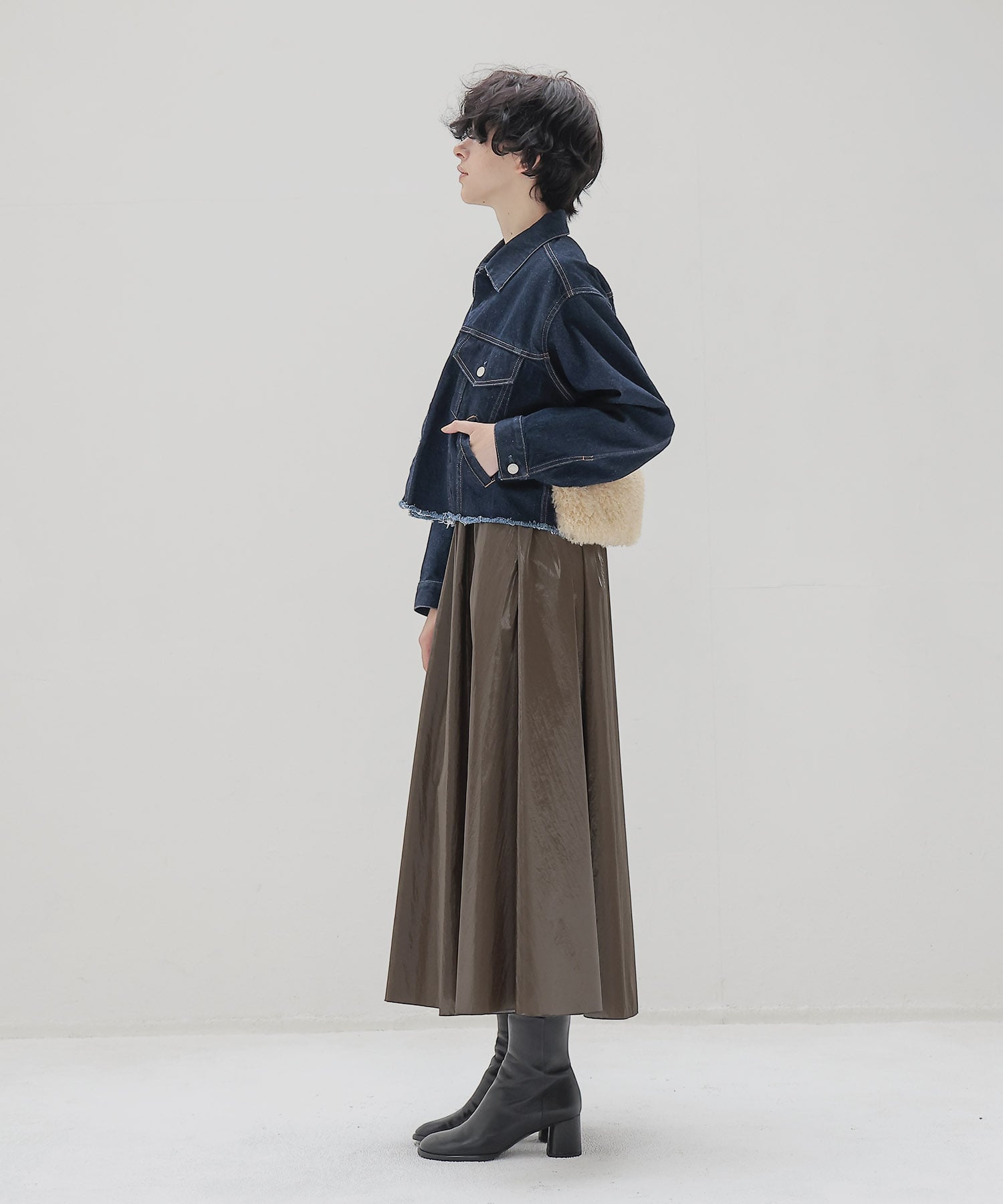 ＜STUMBLY＞Fur Trim Combination Denim JK