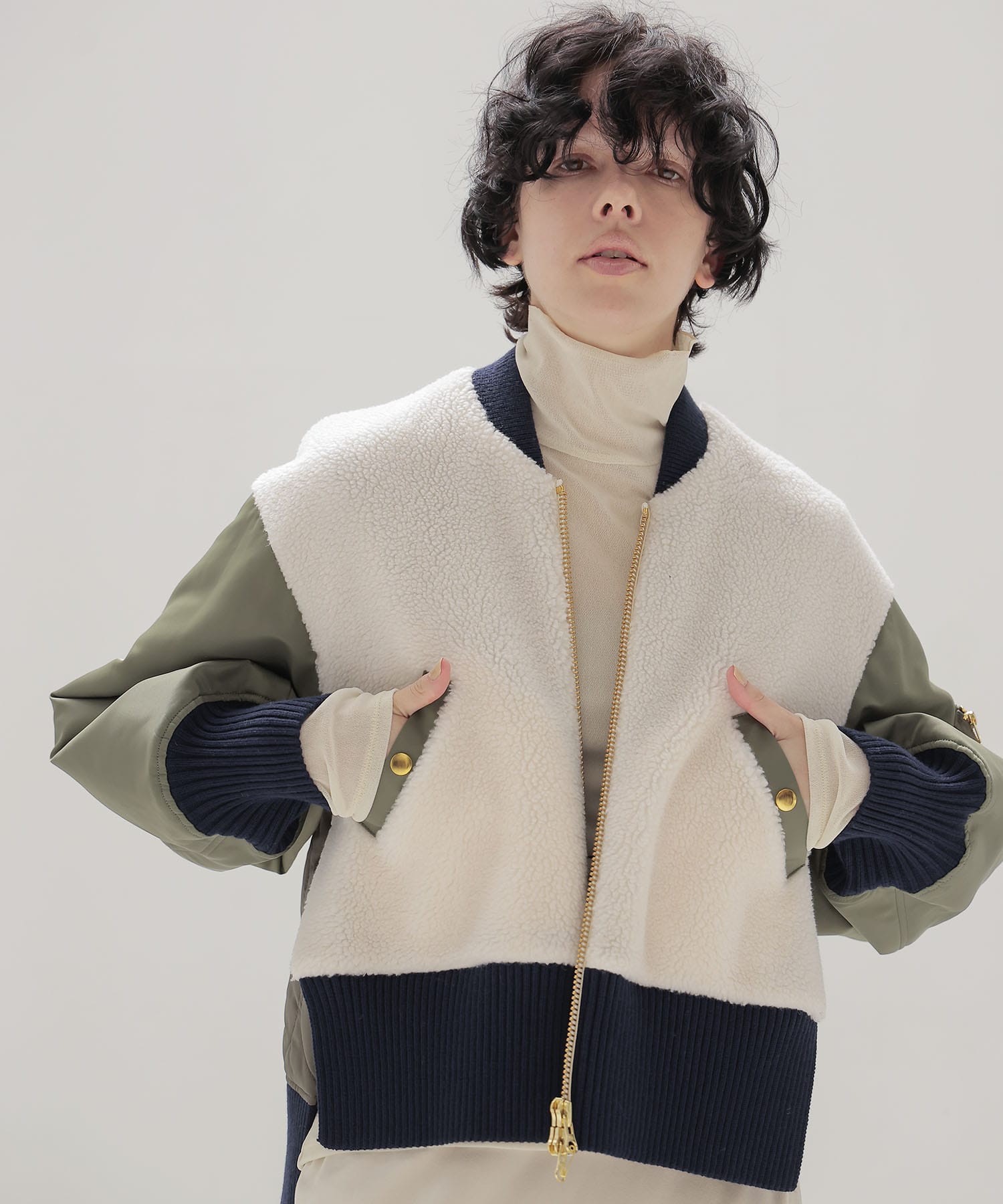 ＜STUMBLY＞Boa/Quilted MA-1 Combination JK