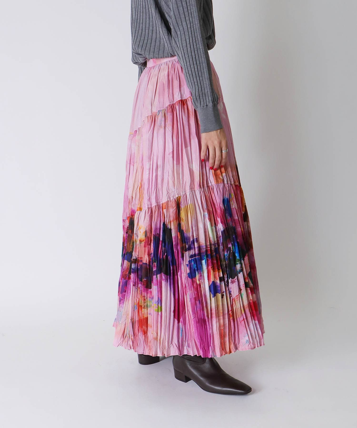 ＜STUMBLY＞Crushed Art Print Skirt