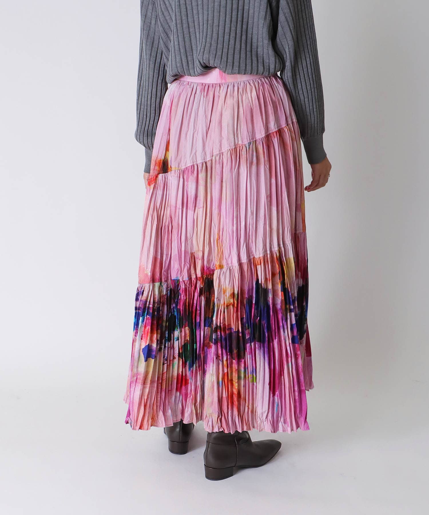 ＜STUMBLY＞Crushed Art Print Skirt