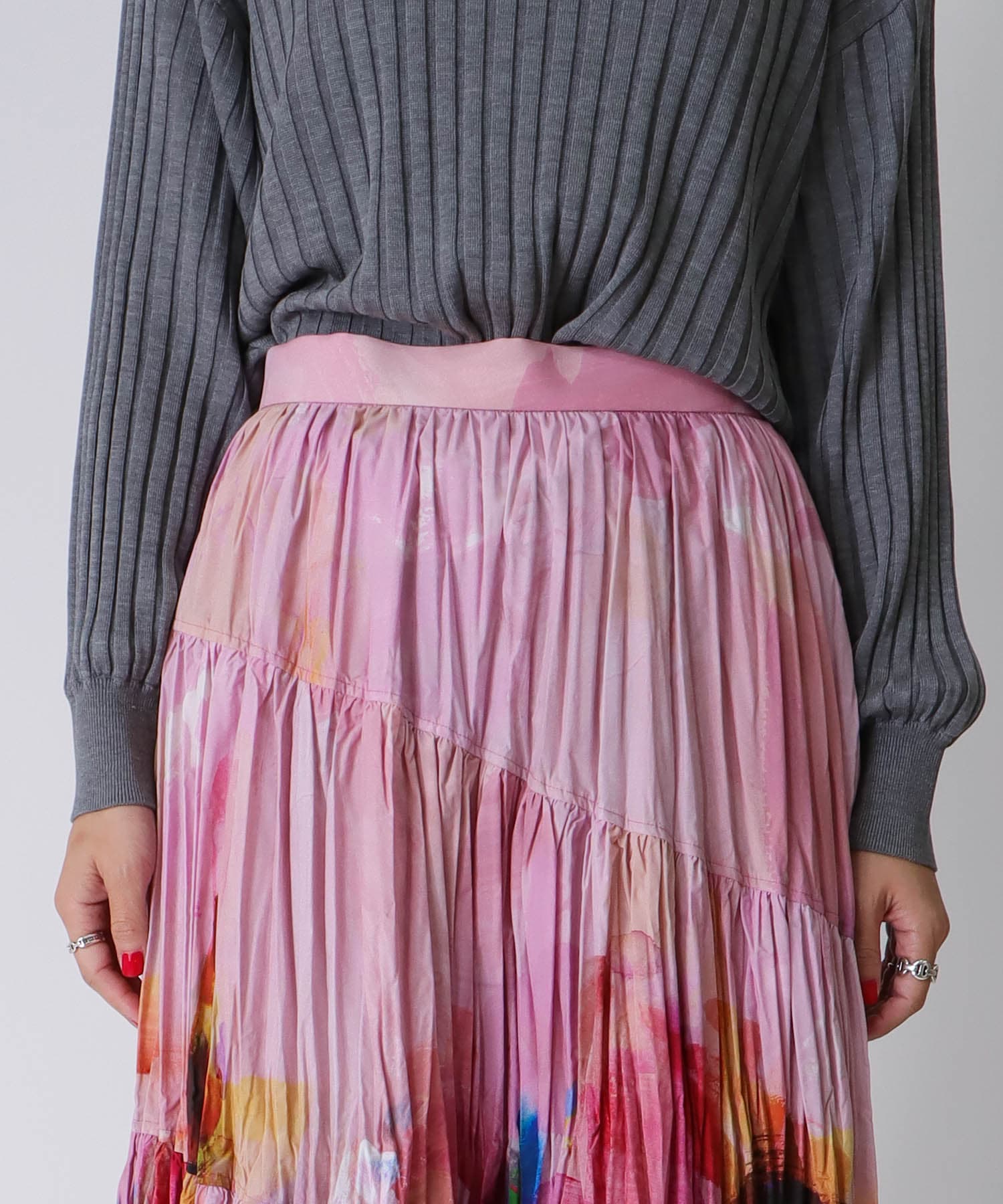 ＜STUMBLY＞Crushed Art Print Skirt