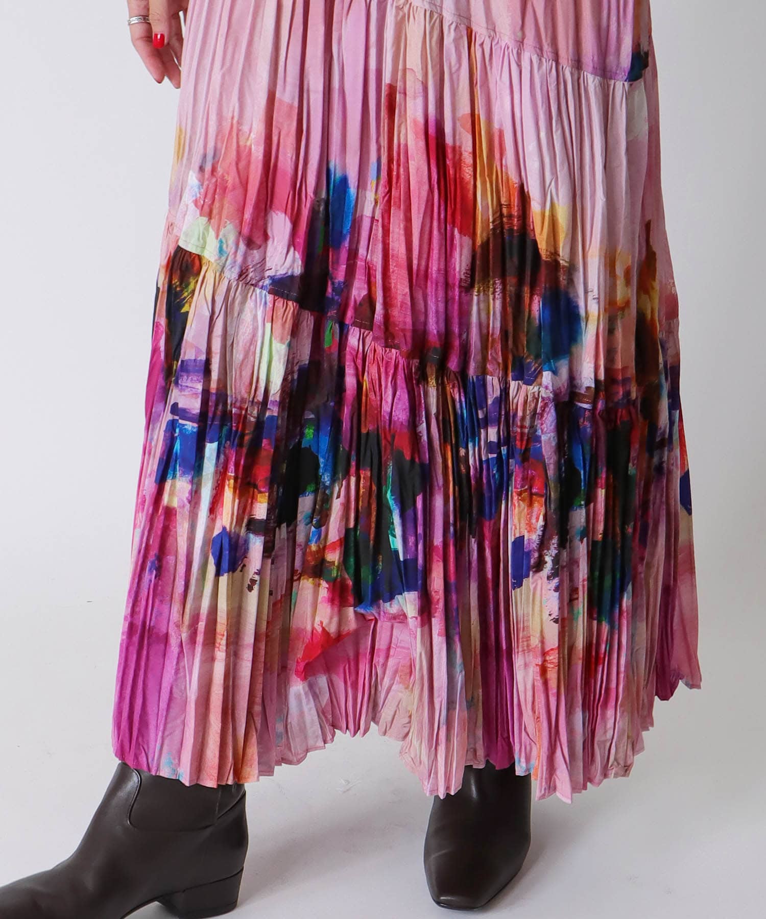 ＜STUMBLY＞Crushed Art Print Skirt