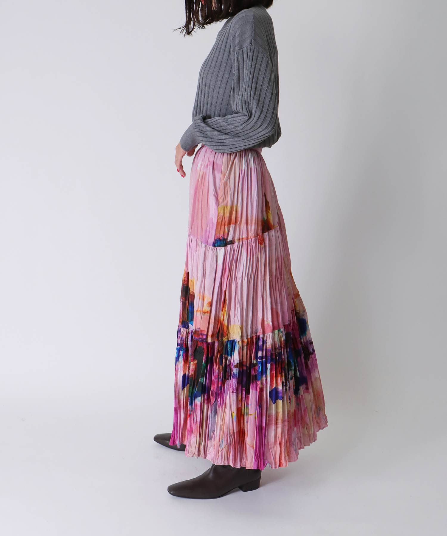 ＜STUMBLY＞Crushed Art Print Skirt
