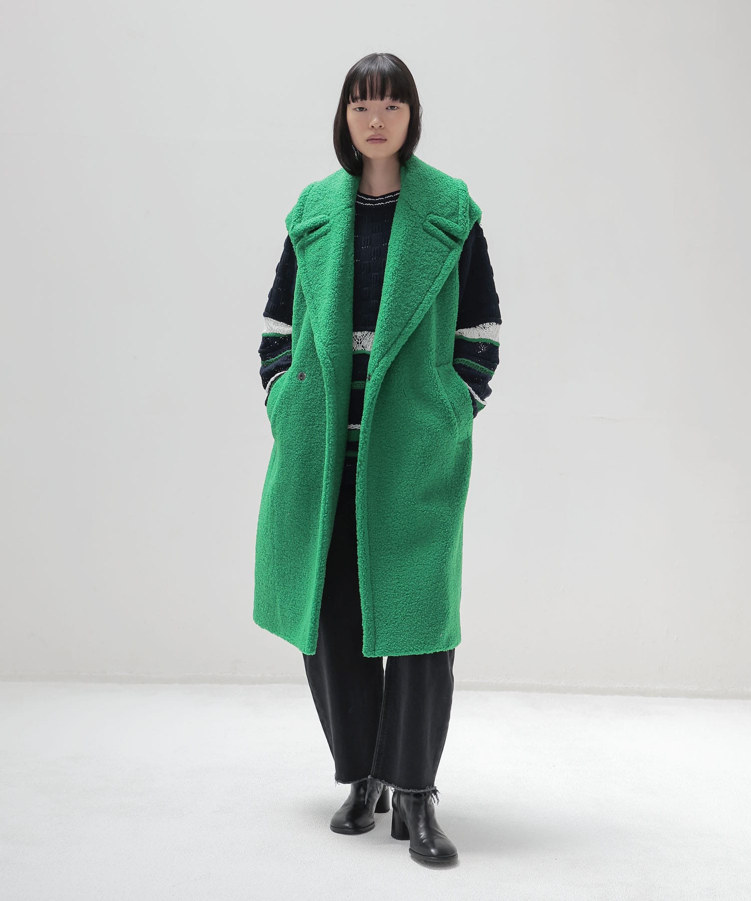 ＜STUMBLY＞New Silhouette Boa Gilet