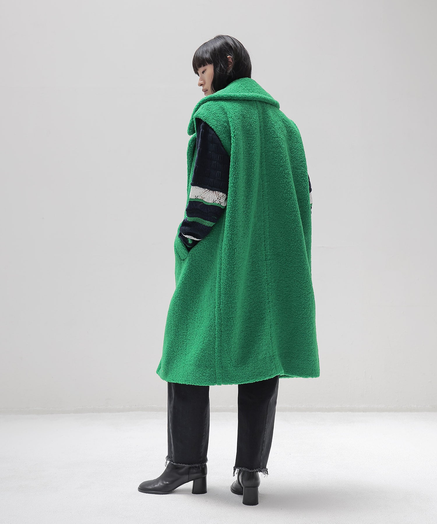 ＜STUMBLY＞New Silhouette Boa Gilet