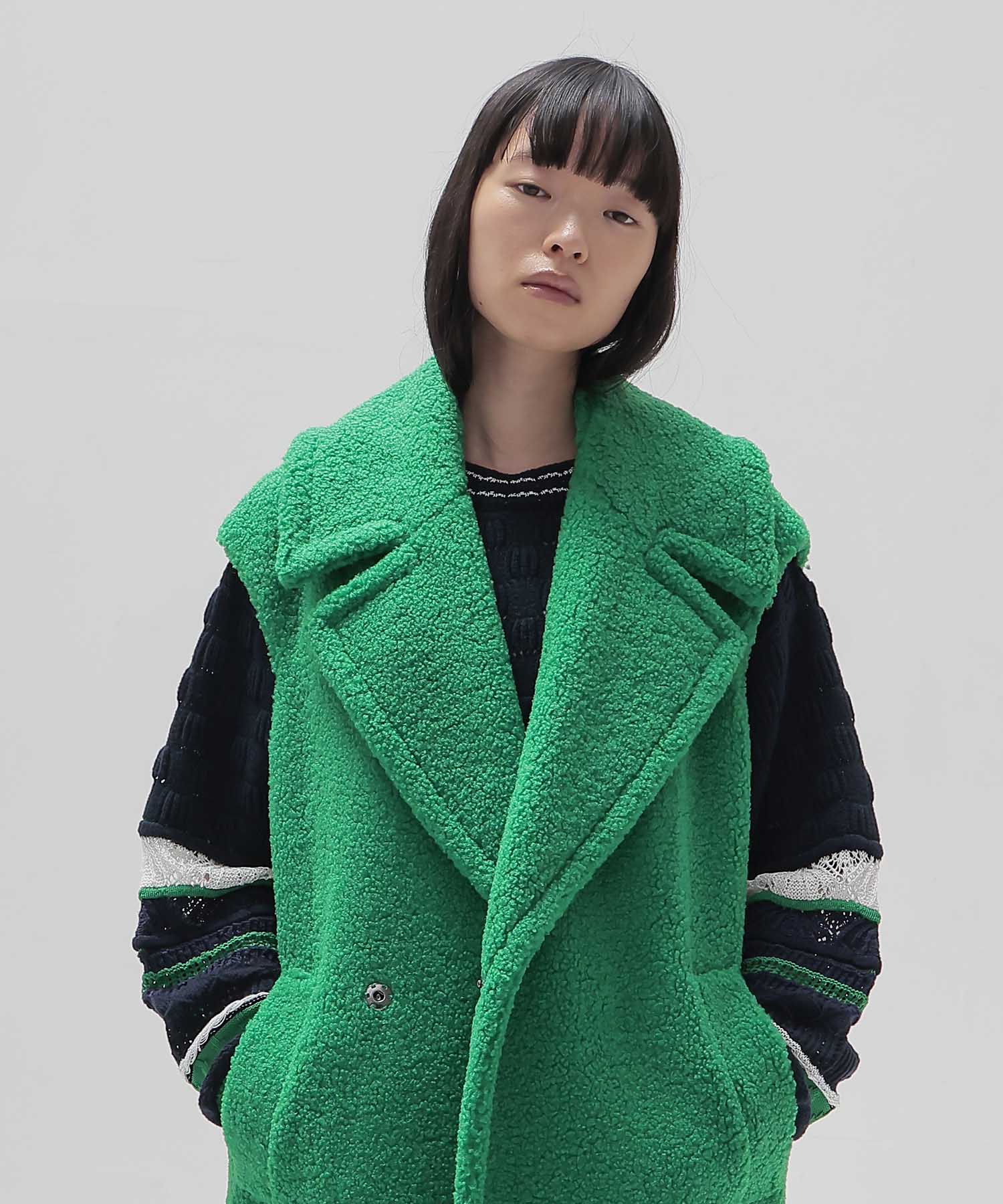 ＜STUMBLY＞New Silhouette Boa Gilet