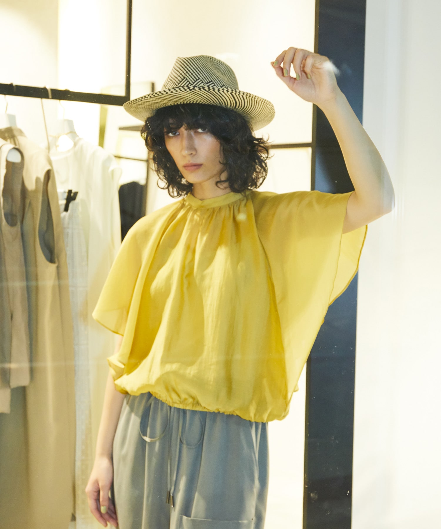 【WEB LIMITED】drape chiffon blouse