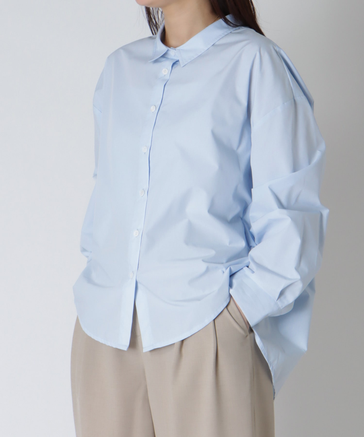 ＜Sugar Rose＞side tuck drape blouse