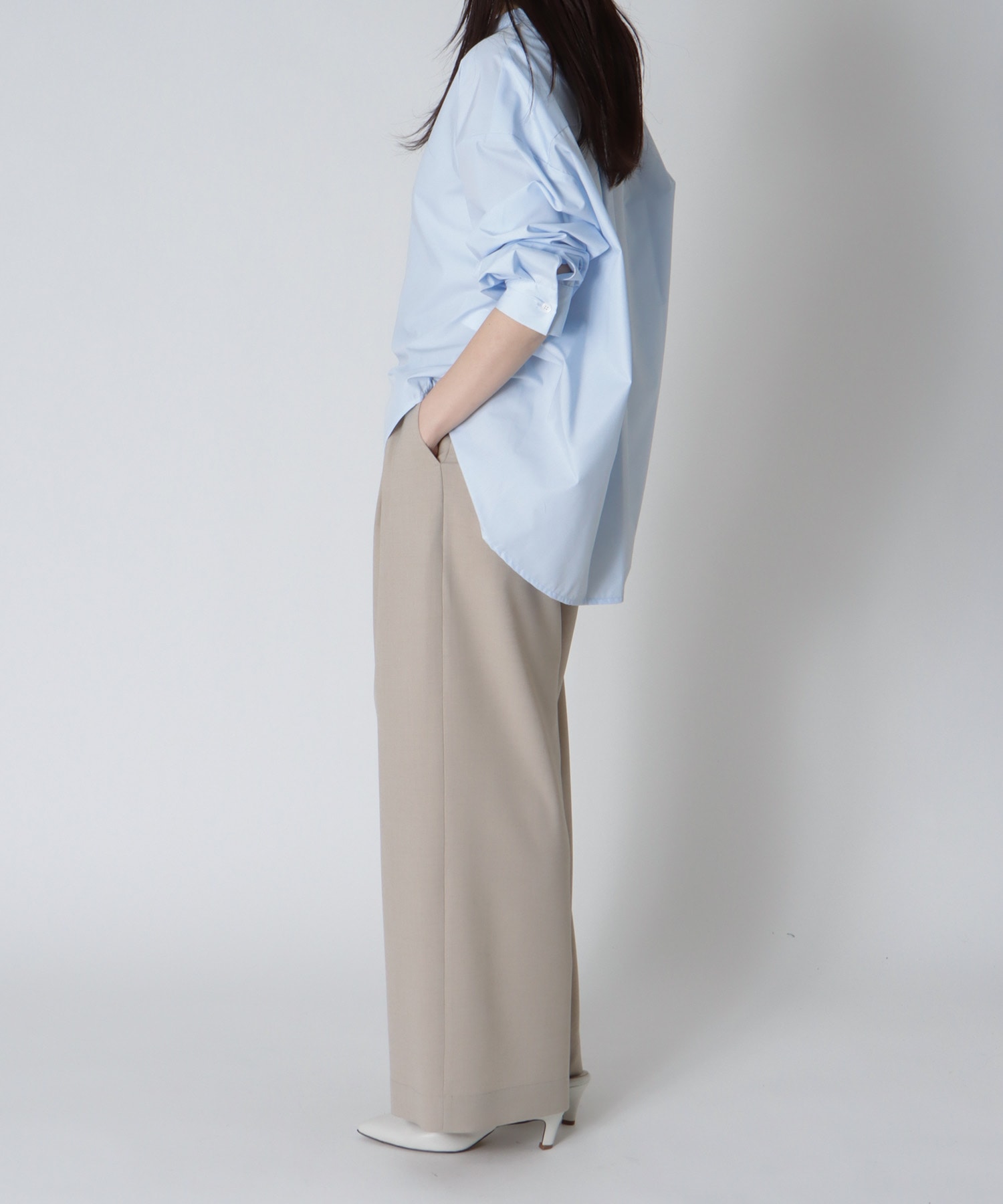 ＜Sugar Rose＞side tuck drape blouse