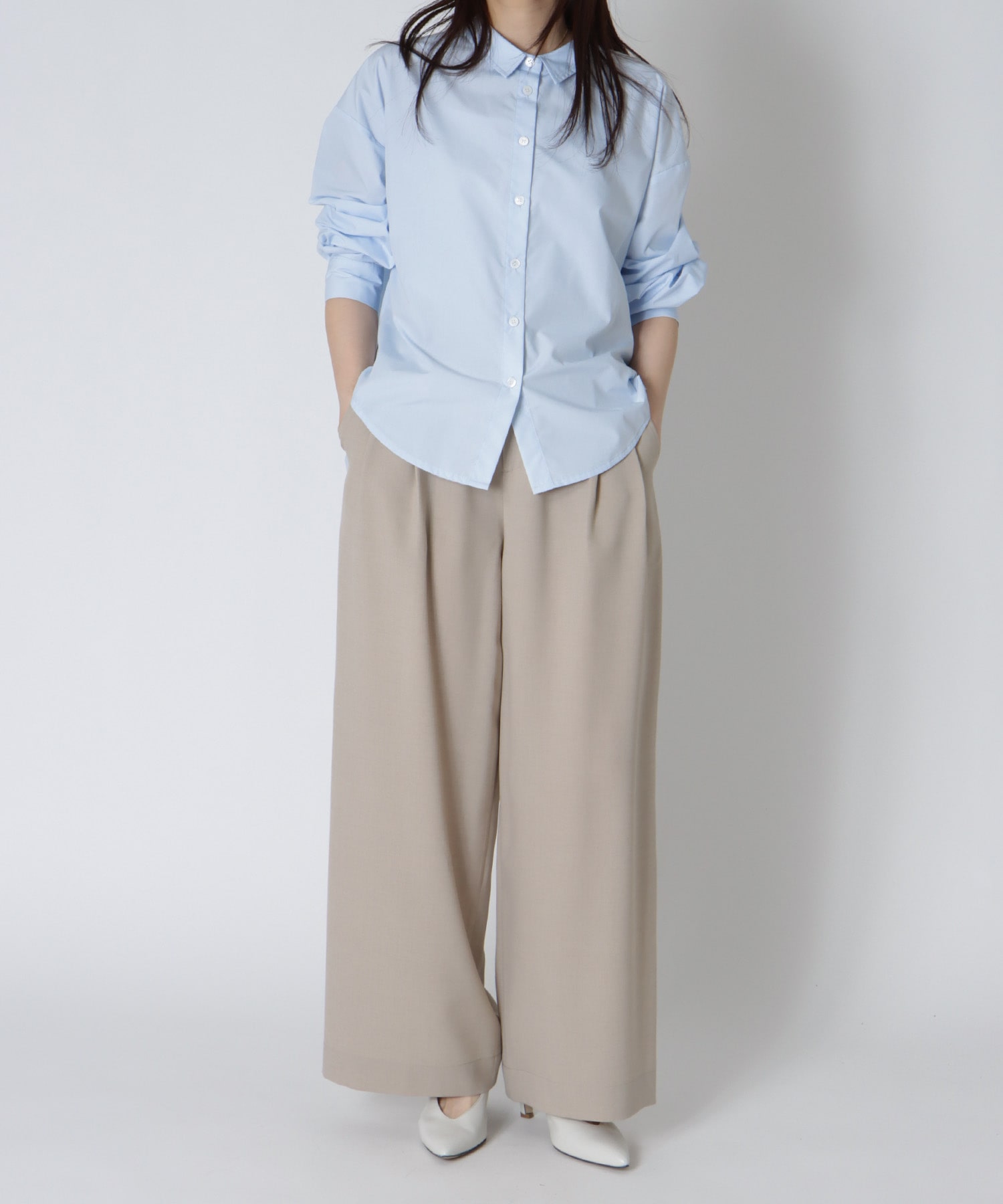 ＜Sugar Rose＞side tuck drape blouse