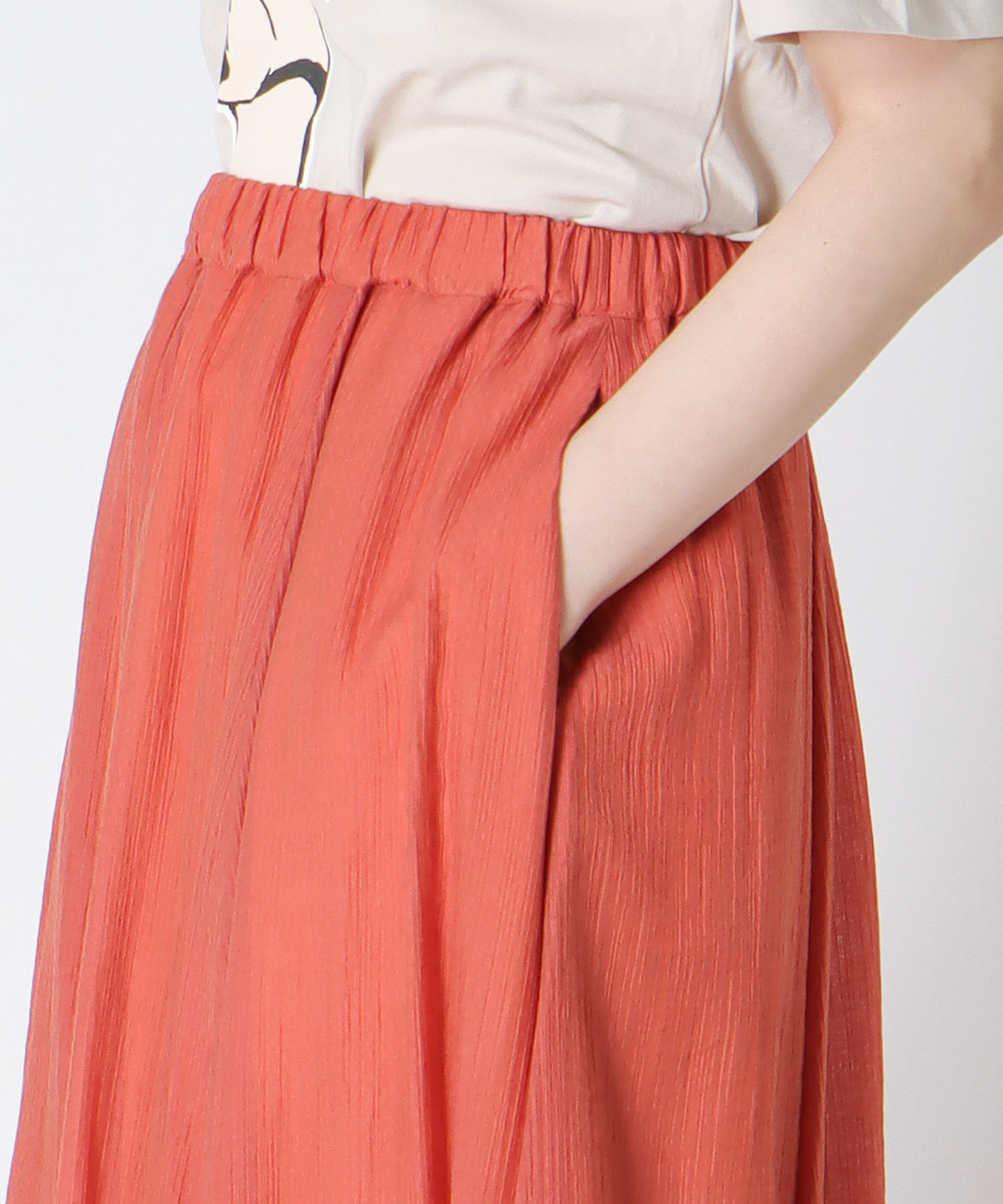 ＜Sugar Rose＞striped crepe flare skirt