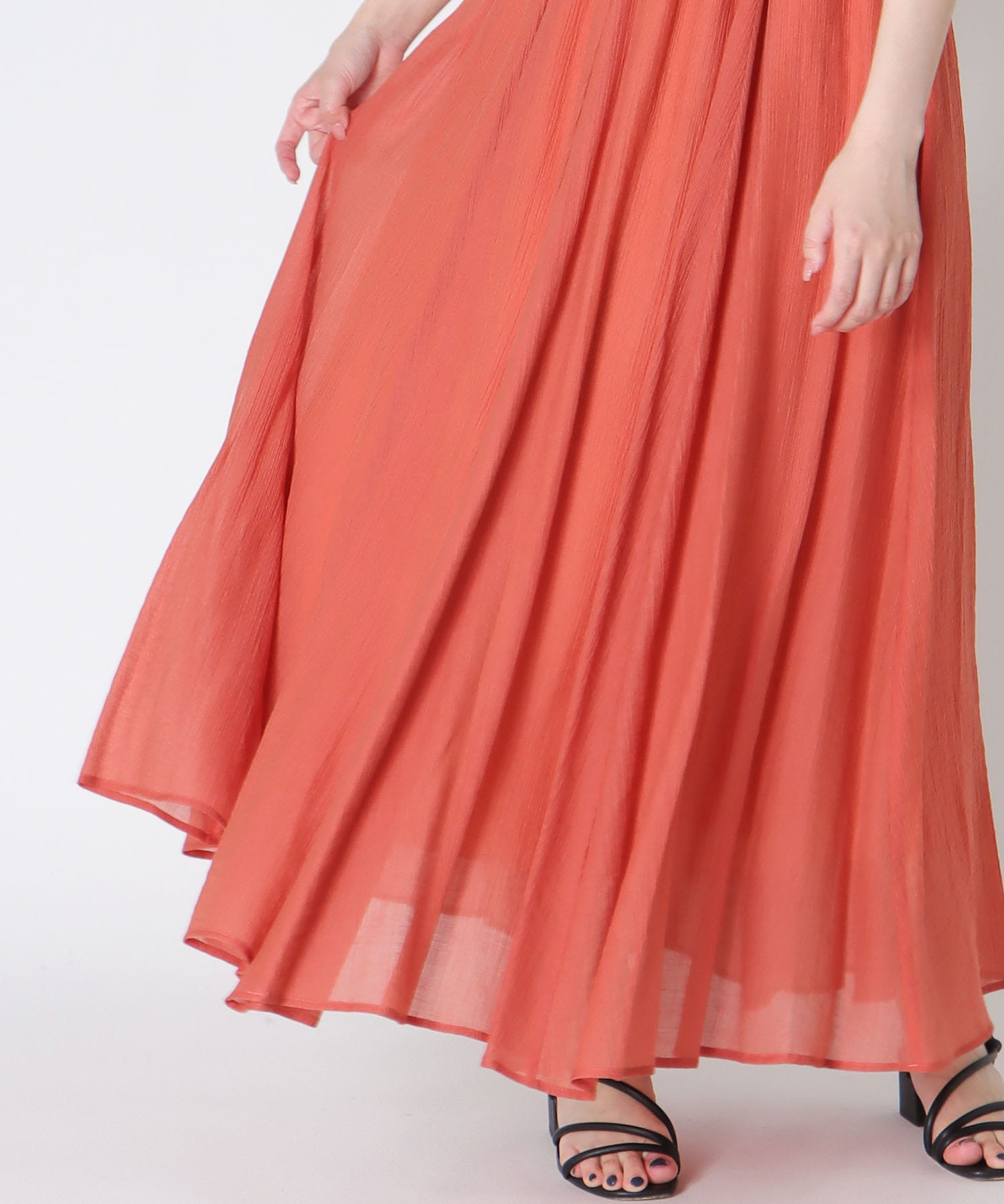 ＜Sugar Rose＞striped crepe flare skirt