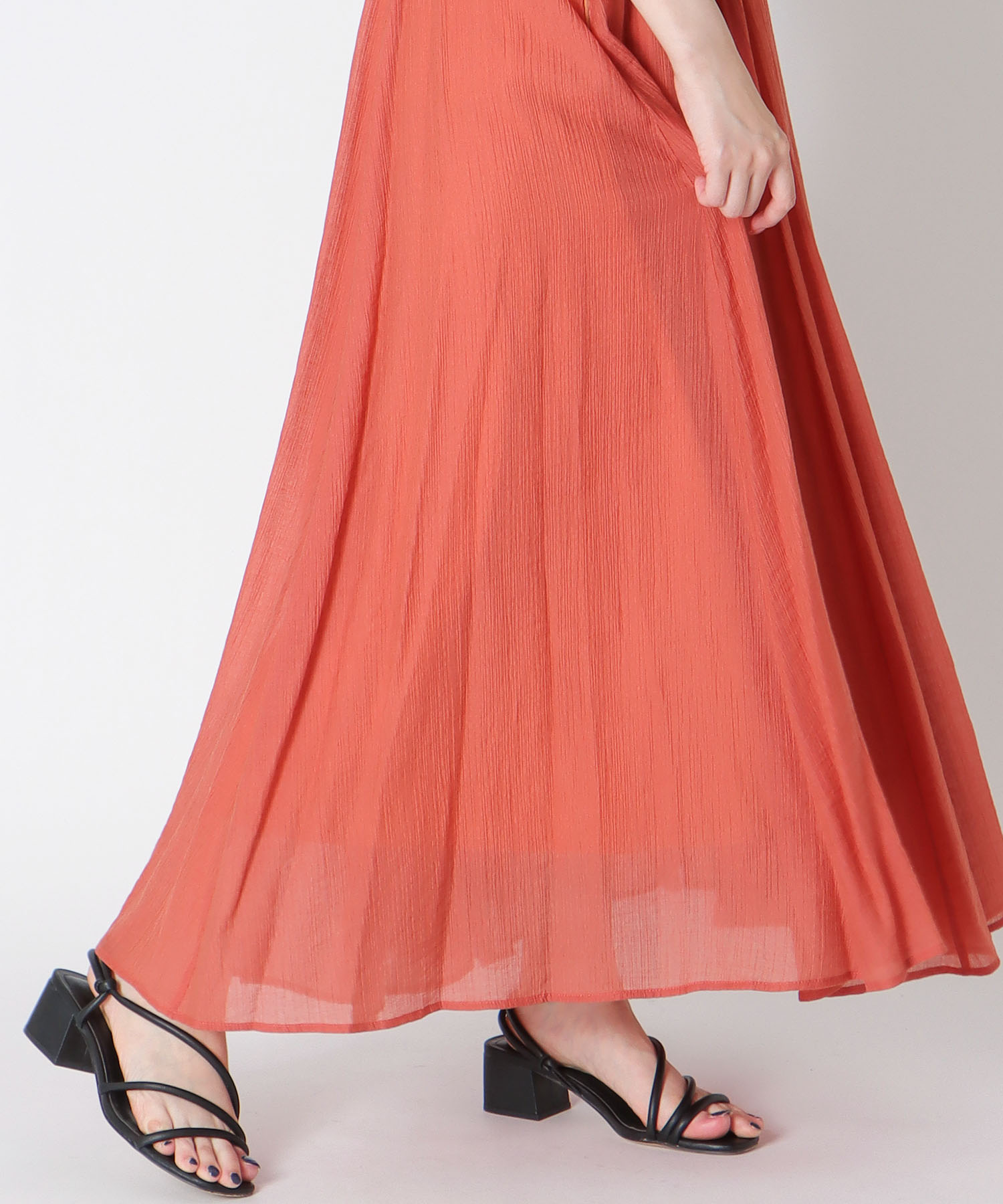 ＜Sugar Rose＞striped crepe flare skirt