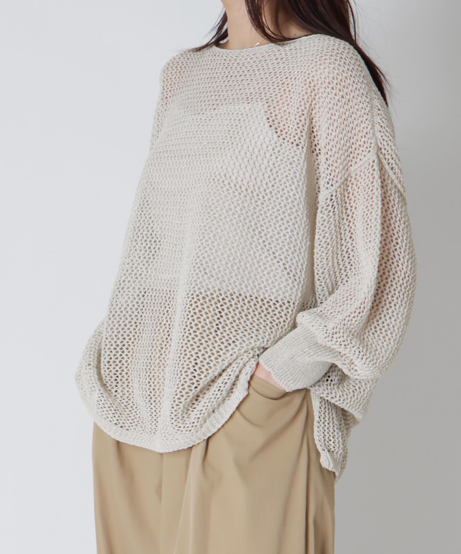 ＜Sugar Rose＞lame paper yarn pullover